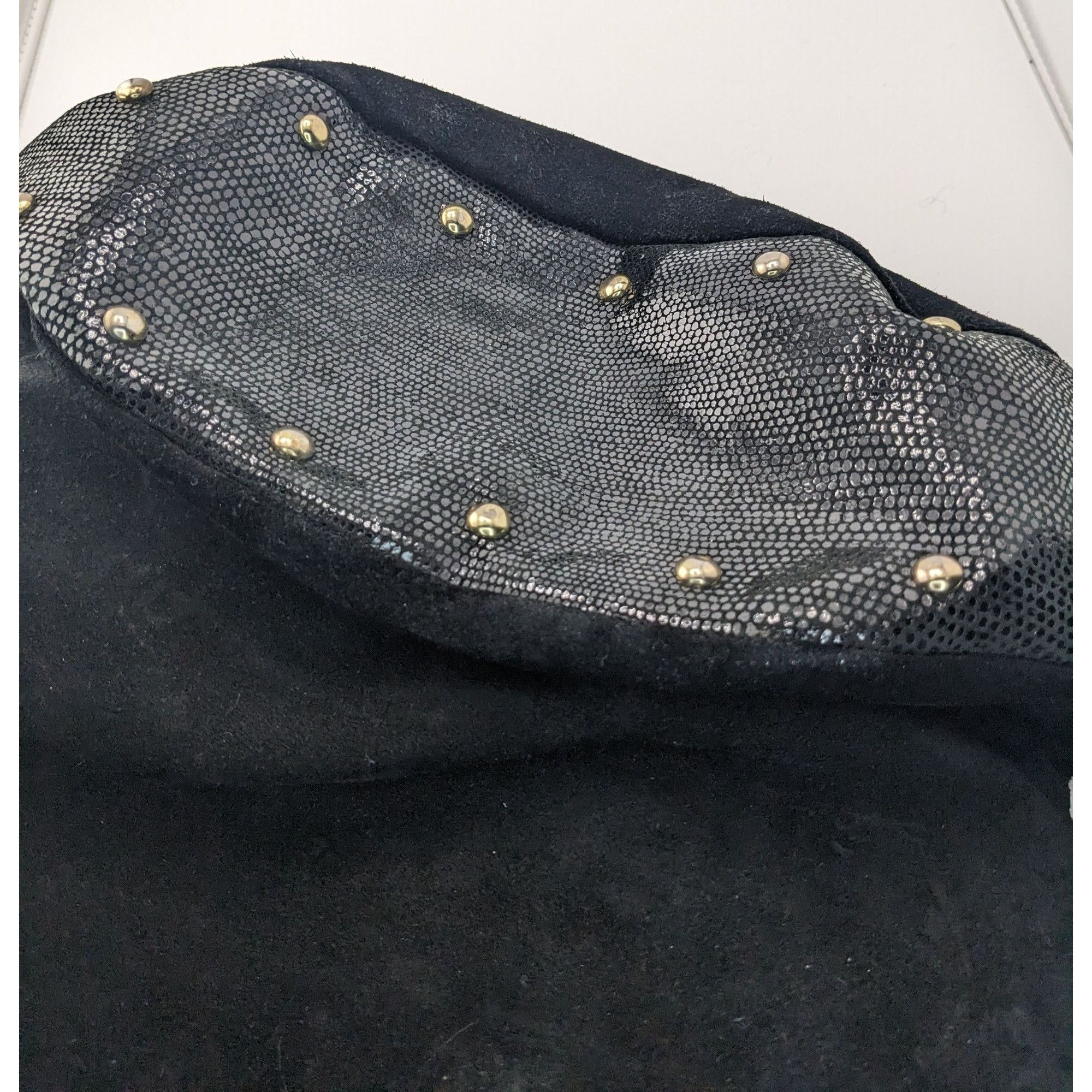 Other Glam Goth Kiki Pearl Black Suede & Faux Snakeskin Studded Sh Size ONE SIZE - 3 Thumbnail