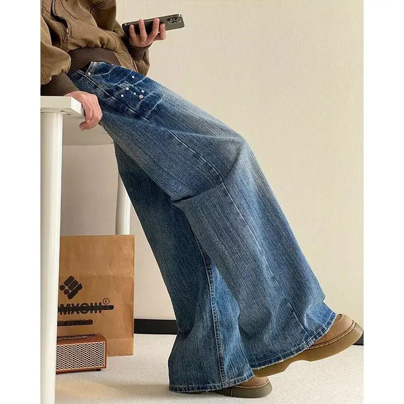 Japanese Brand × Jean Retro loose wide leg lightning straight leg jeans Size US 32 / EU 48 - 3 Thumbnail