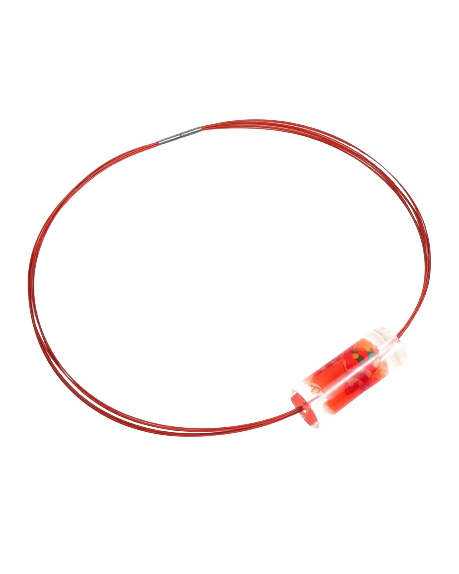 image of Hermes Red Resin Necklace With Chic Design By Luxury Designer, Women's