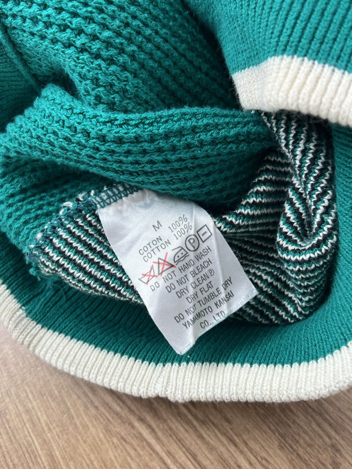 Kansai Yamamoto Vintage Rare Kansai Yamamoto Cotton Green White Sweater M Size US M / EU 48-50 / 2 - 8 Thumbnail