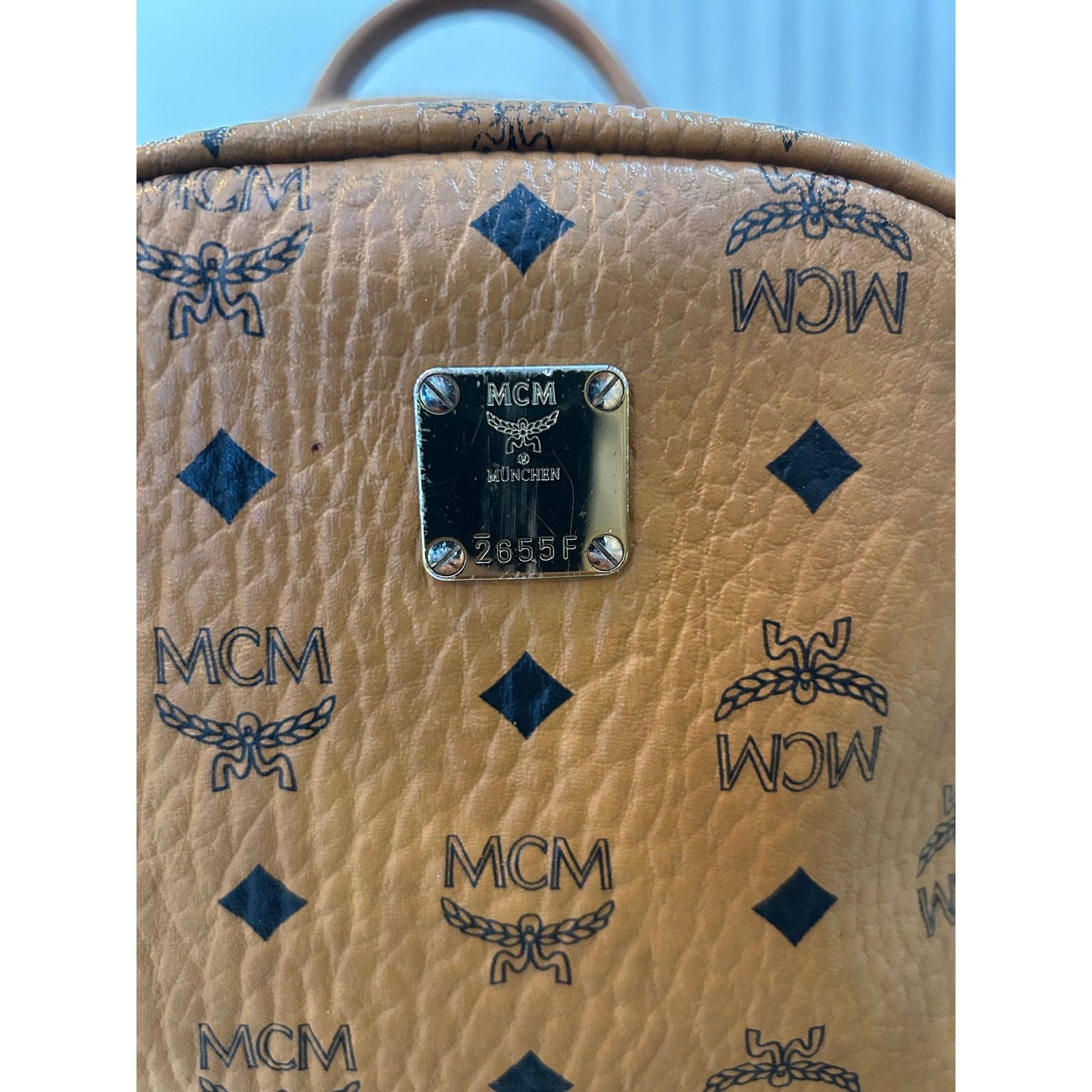 MCM Authenticated MCM Stark Visetos Cognac Medium Backpack Brown Size ONE SIZE - 8 Thumbnail