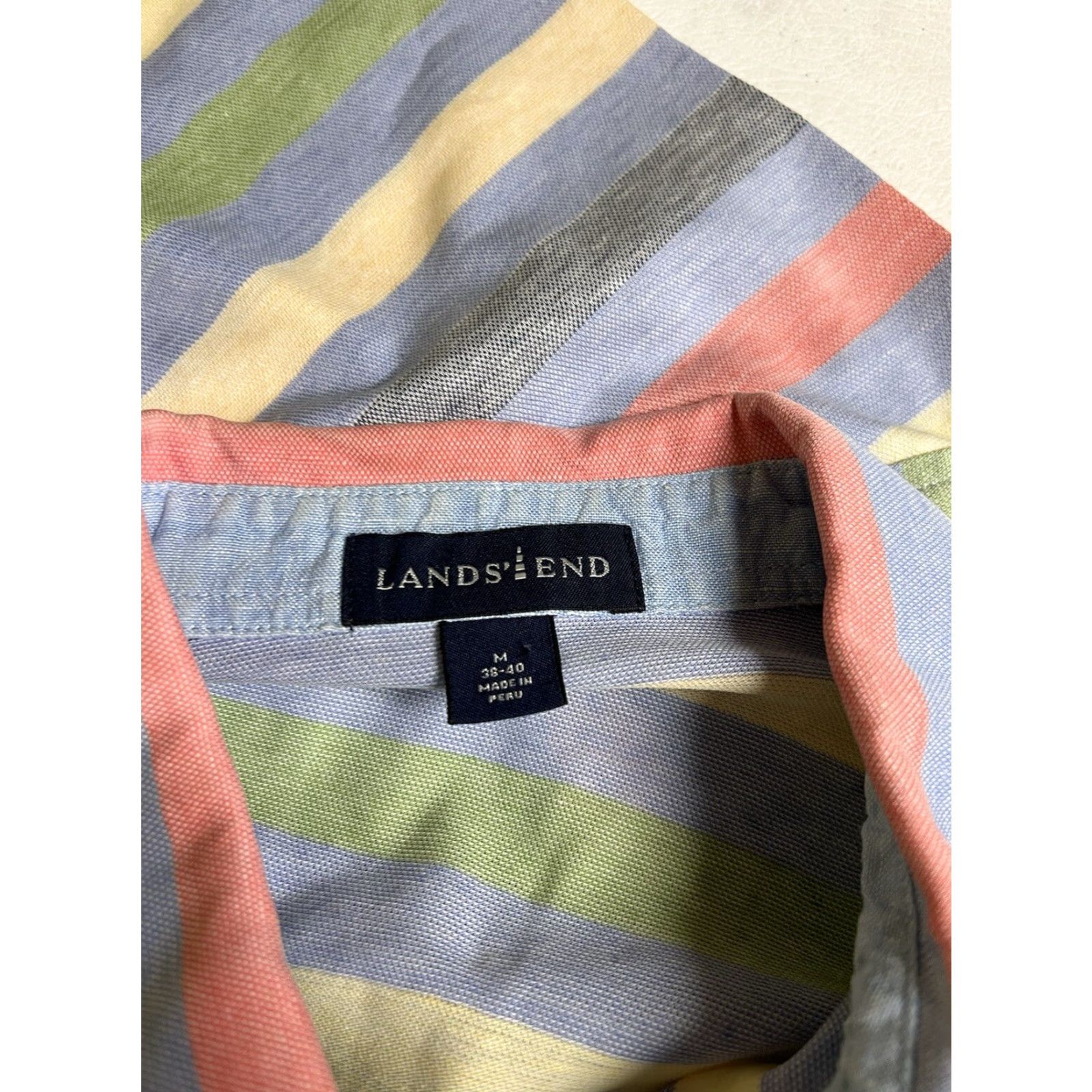 Lands' End Lands' End Polo Shirt M Multicolor Striped Short Sleeve Collared Polo Men's Regular Fit Size US M / EU 48-50 / 2 - 4 Thumbnail