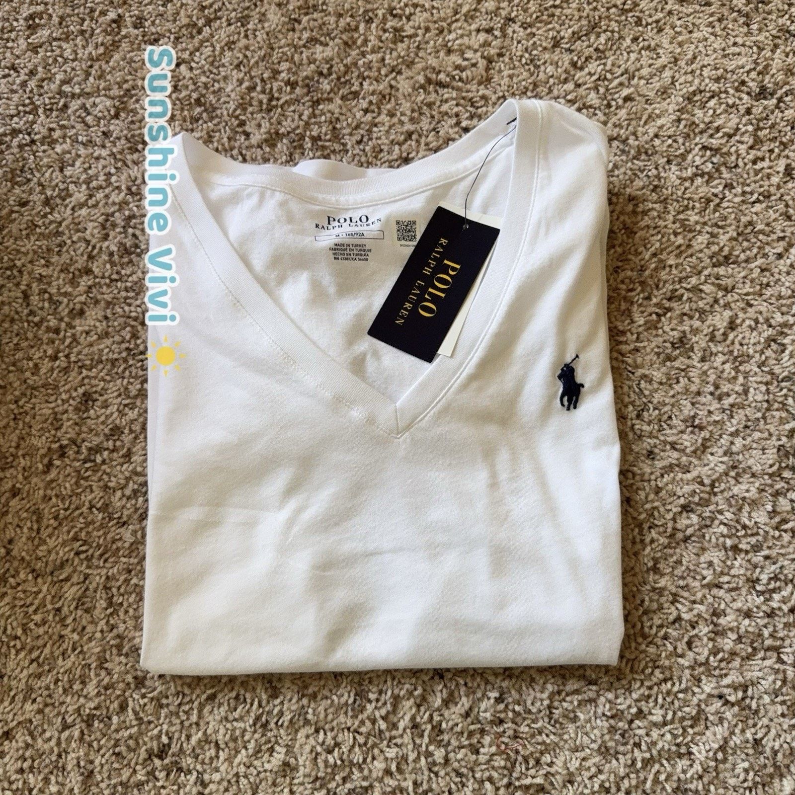 Polo Ralph Lauren NWT Polo Ralph Lauren Women White V Neck T-Shirt Tee Cotton Size M / US 6-8 / IT 42-44 - 3 Thumbnail