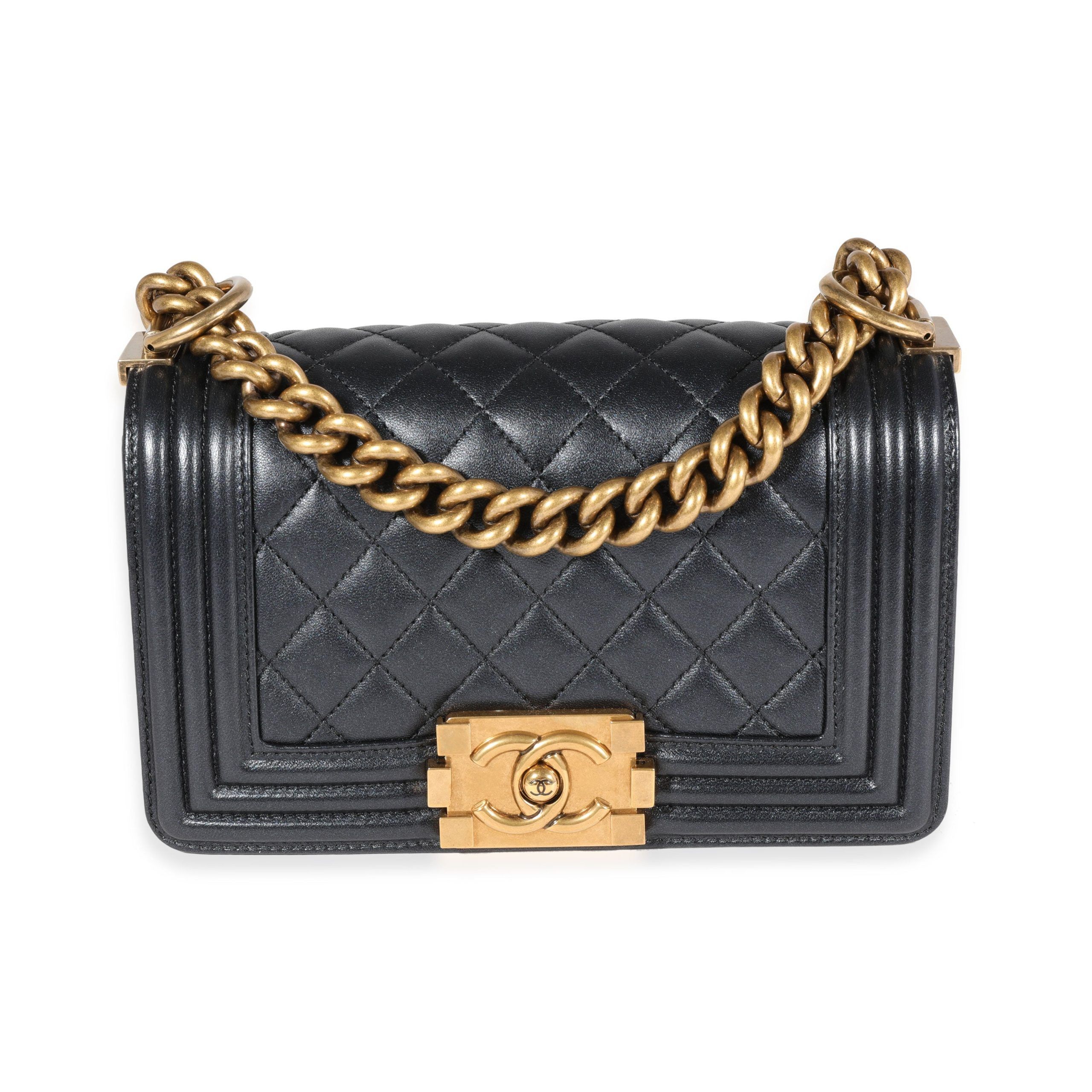 image of Chanel Black Quilted Lambskin Small Boy Bag, Women's