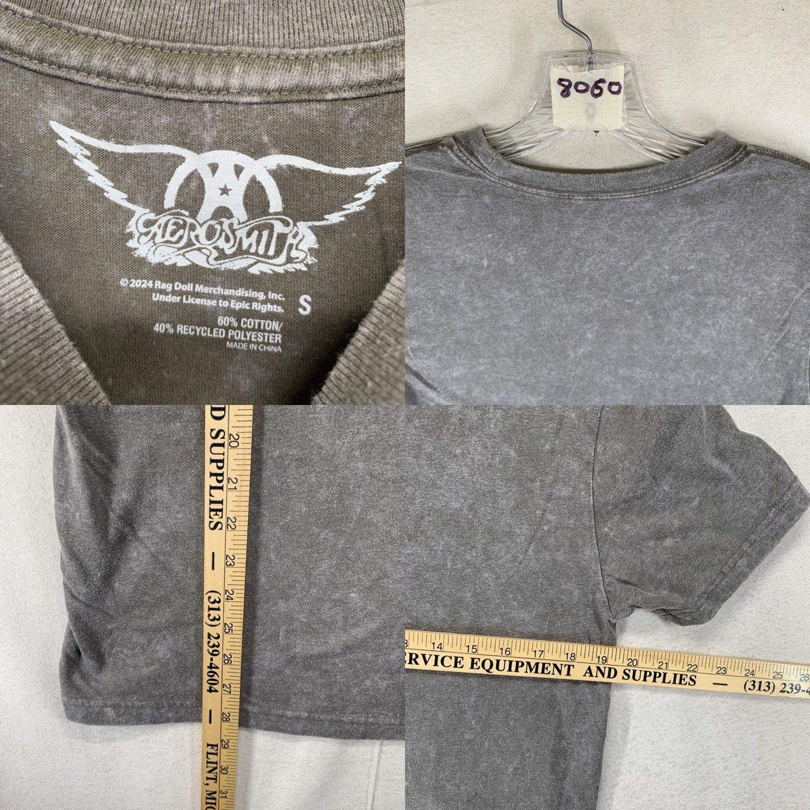 Aerosmith Aerosmith T-Shirt Gray Short Sleeve Crew Neck Unisex Adults Small Graphic Print Logo Vintage No Size US S / EU 44-46 / 1 - 8 Thumbnail