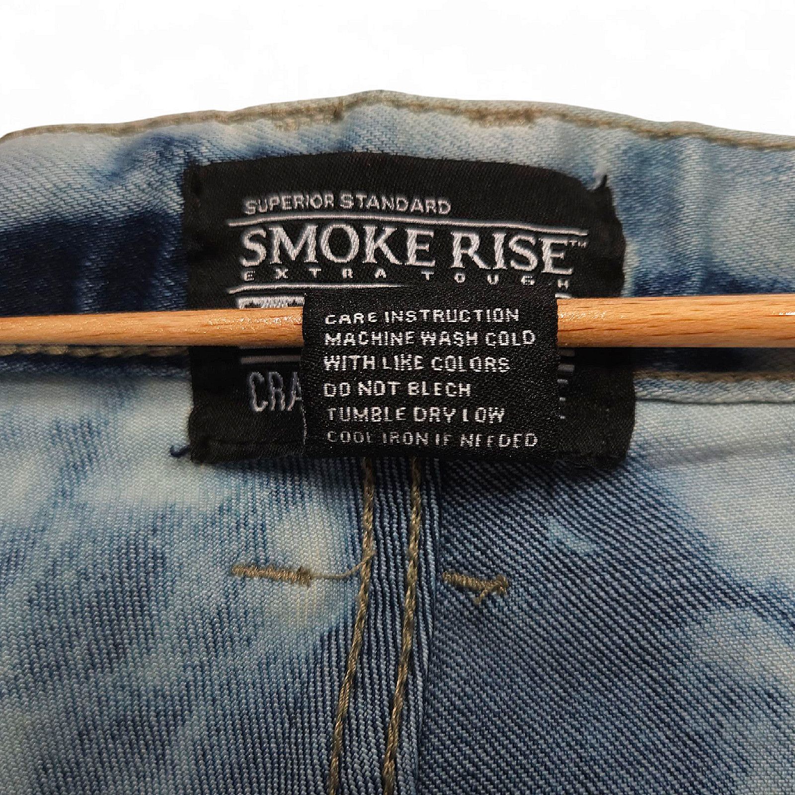 Smoke Rise EUC Smoke Rise Y2K Moto Biker Denim Jeans 38x33 Blue White Size US 38 / EU 54 - 7 Thumbnail
