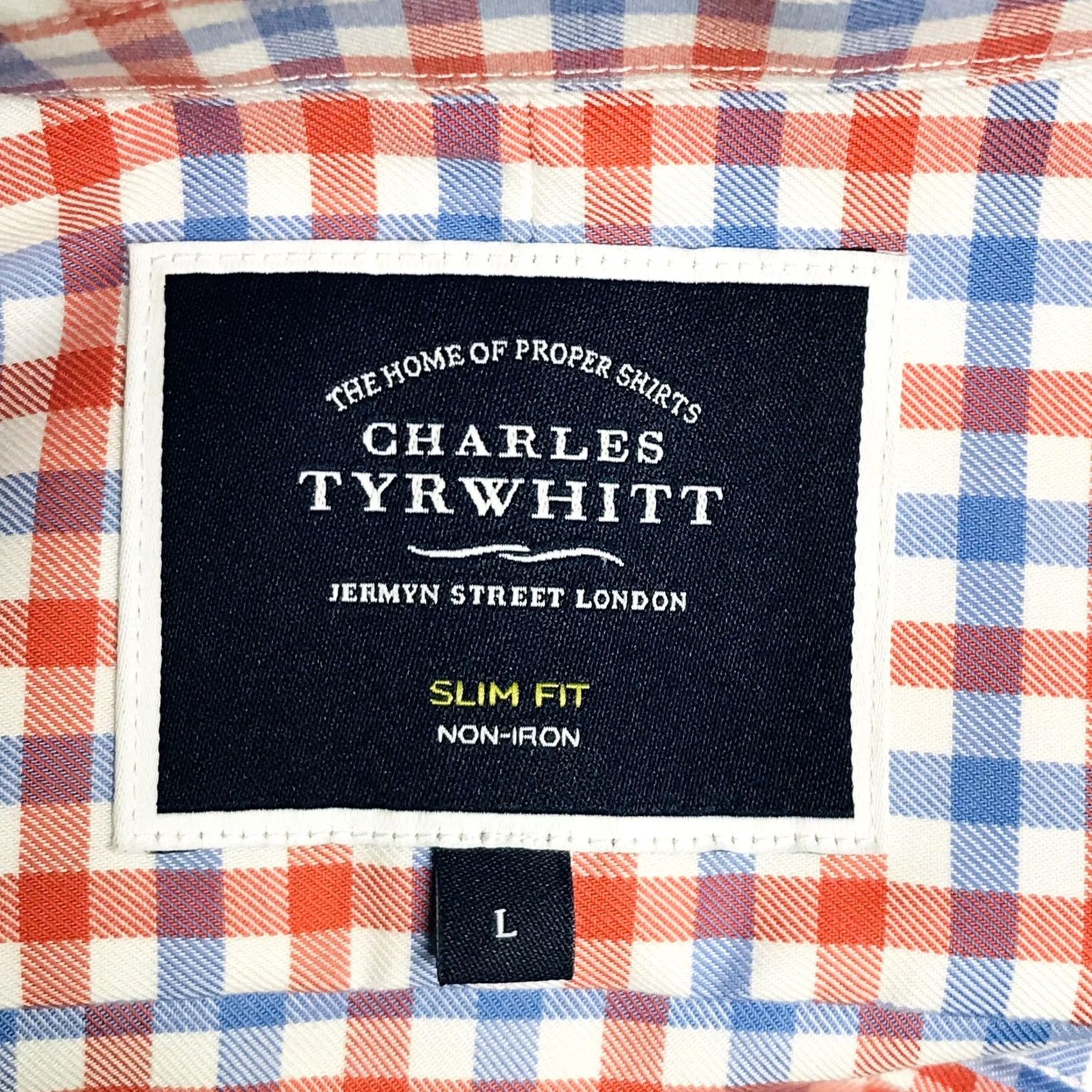 Charles Tyrwhitt Charles Tyrwhitt Men Gingham Plaid Slim Fit Non-Iron Button Long Sleeve Shirt L Size US L / EU 52-54 / 3 - 3 Thumbnail