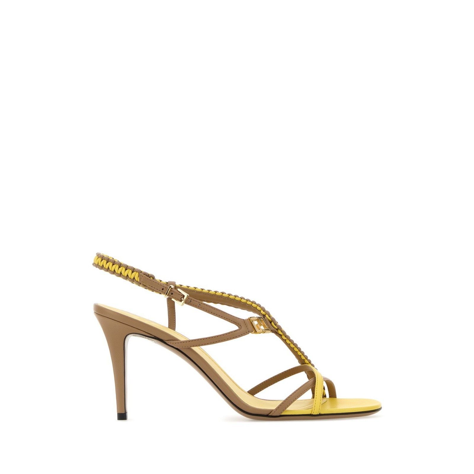 FENDI FFold $1190 Brown/Yellow Sandals New & Authentic (Wome