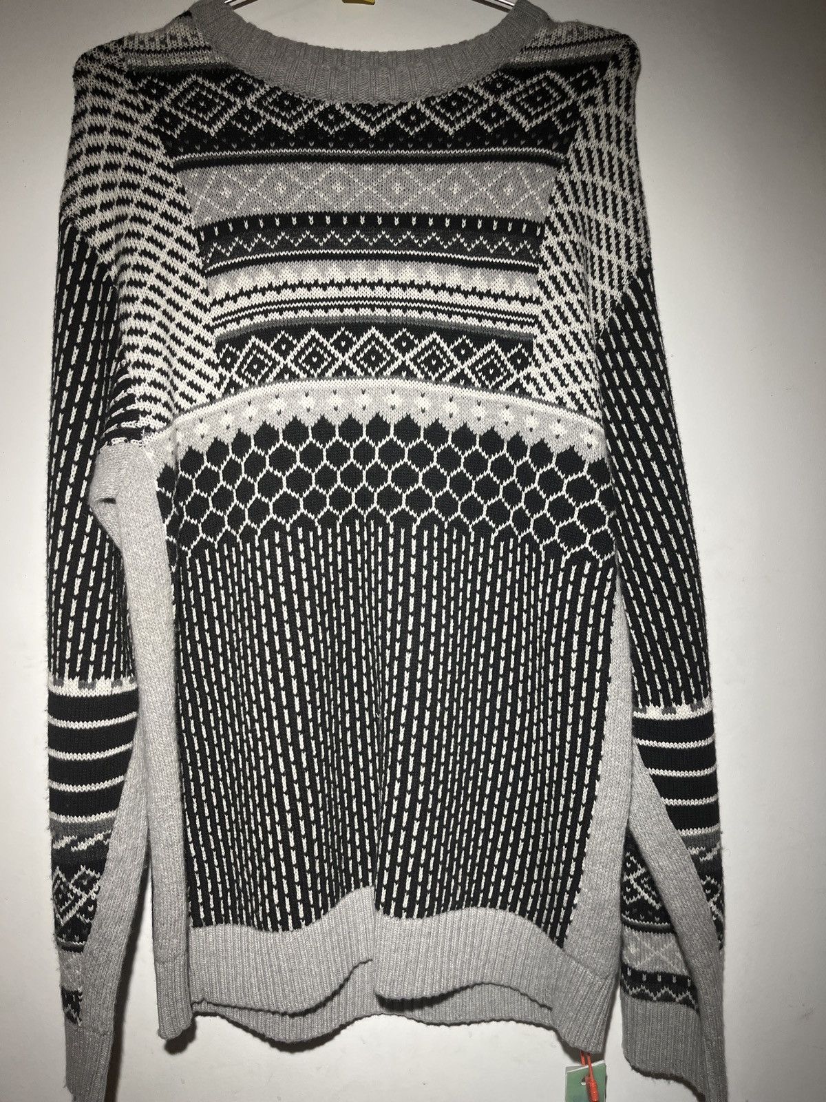 image of Off White Off-White Persian Knit Crew Neck Orangeade in Grey, Men's (Size Large)