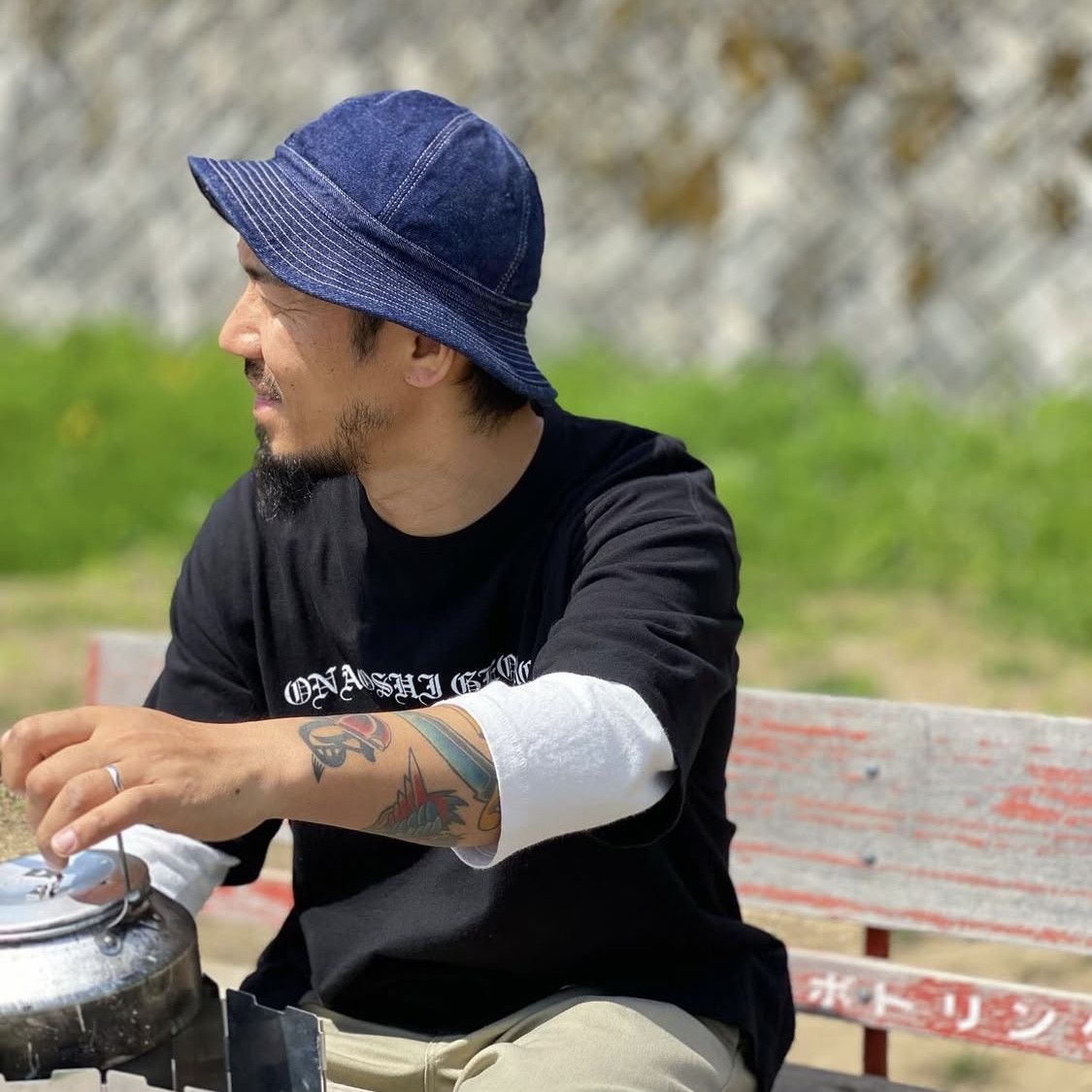 Japanese Brand OG Classic Hat Onaoshi George Local Clothing Red Line Denim Size ONE SIZE - 1 Thumbnail
