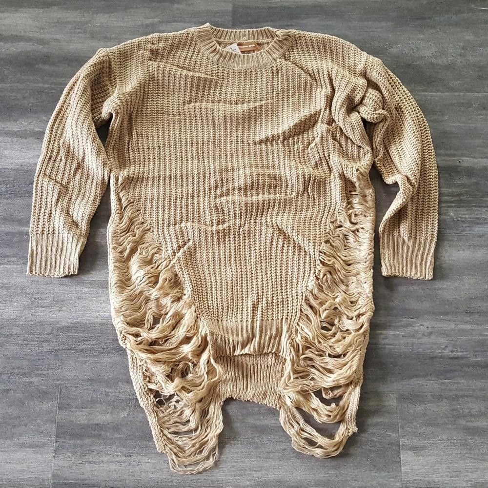 Designer Nude Distressed Sweater Long Sleeve Size ONE SIZE - 3 Thumbnail
