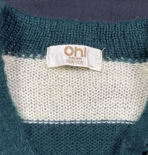 Japanese Brand distressed Oh! Brown Bon-Ton knit stripe kut coban style Size US M / EU 48-50 / 2 - 7 Thumbnail