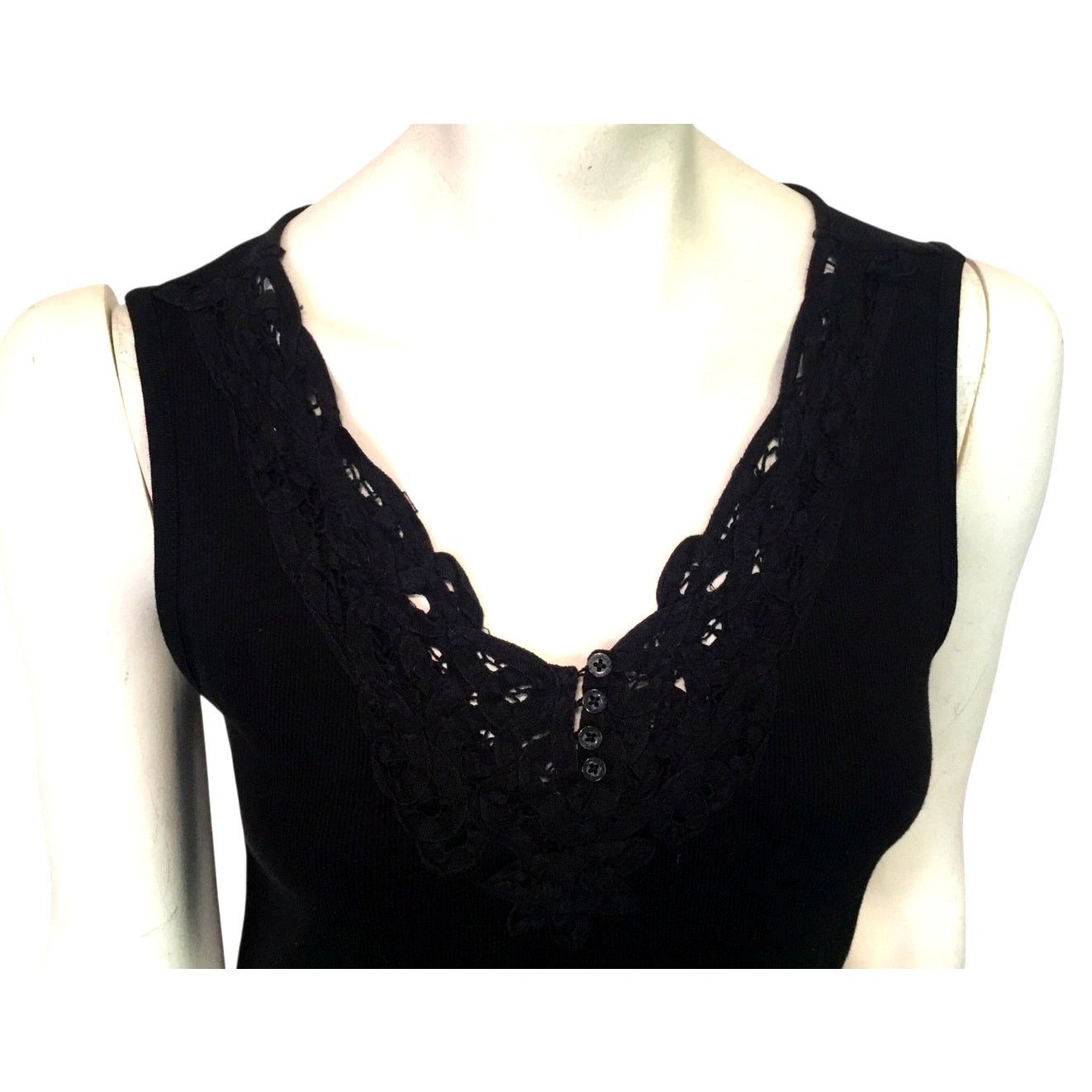 Lauren Ralph Lauren Lauren Ralph Lauren Knit Top Sleeveless V-Neck Black Large Size L / US 10 / IT 46 - 2 Thumbnail