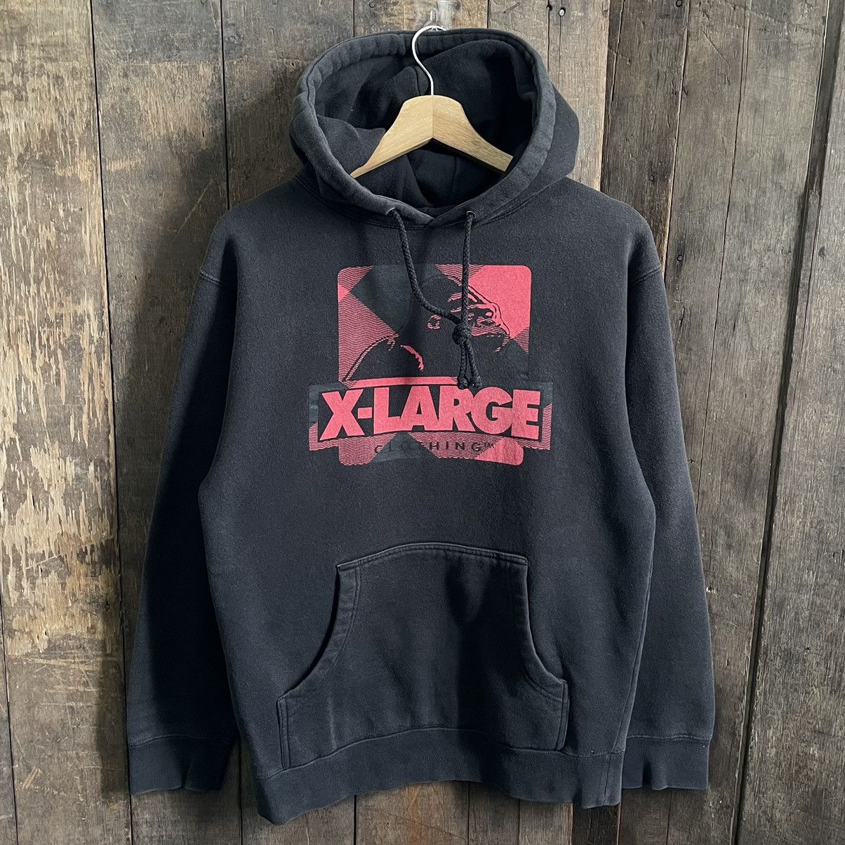 image of Vintage Xlarge Big Logo Distressed Hoodie in Black, Men's (Size Small)