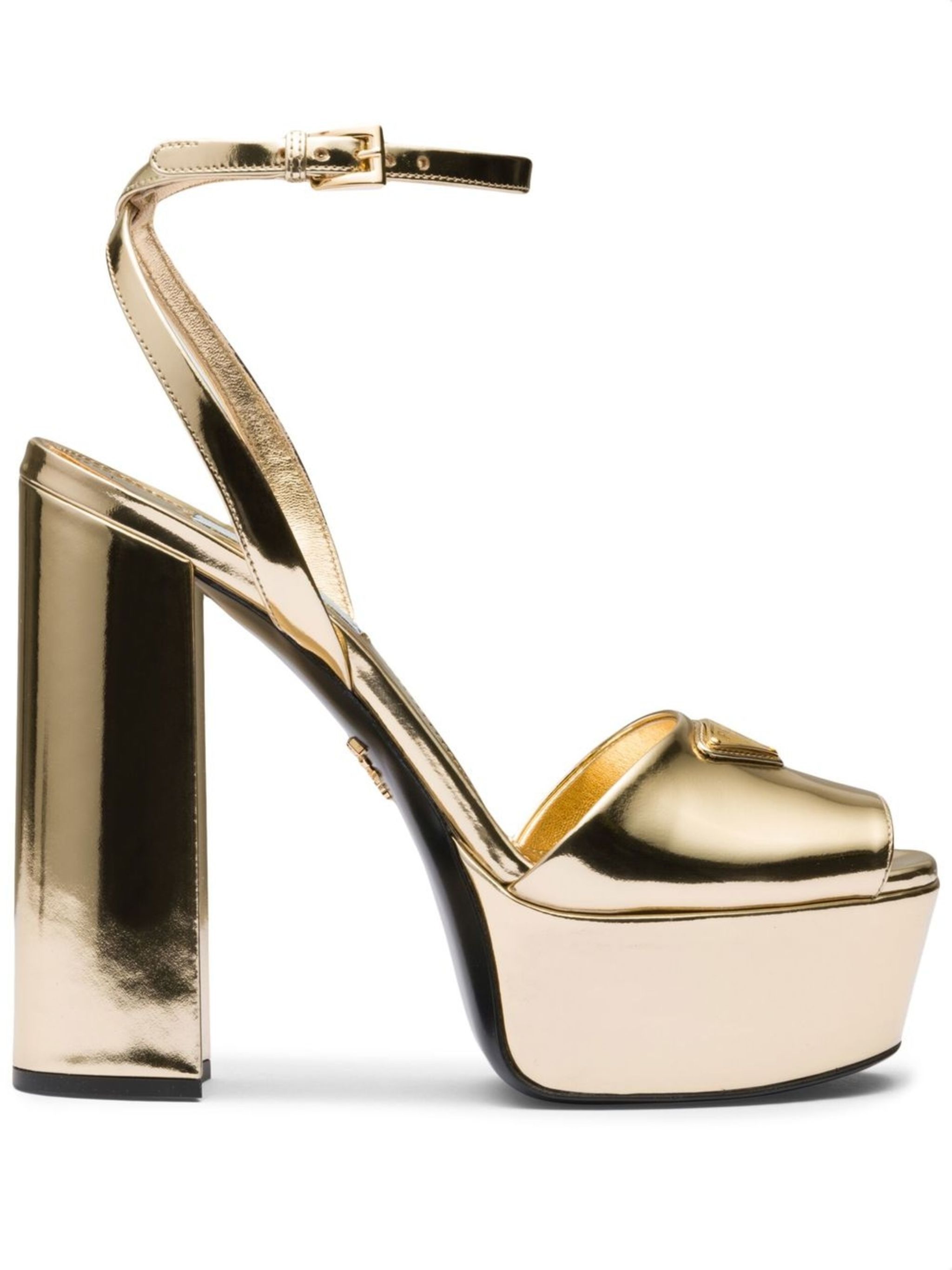 Prada o1w1db11124 Gold Tone Plateau Platform Sandals in Gold Size US 10 / IT 40 - 1 Thumbnail