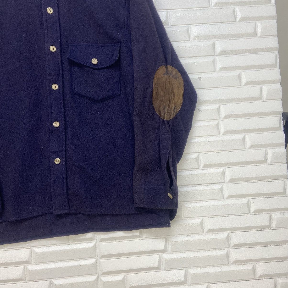 Woolrich Woolen Mills Vintage 70s Woolrich Leather Patchwork Wool Flannel Size US M / EU 48-50 / 2 - 5 Thumbnail