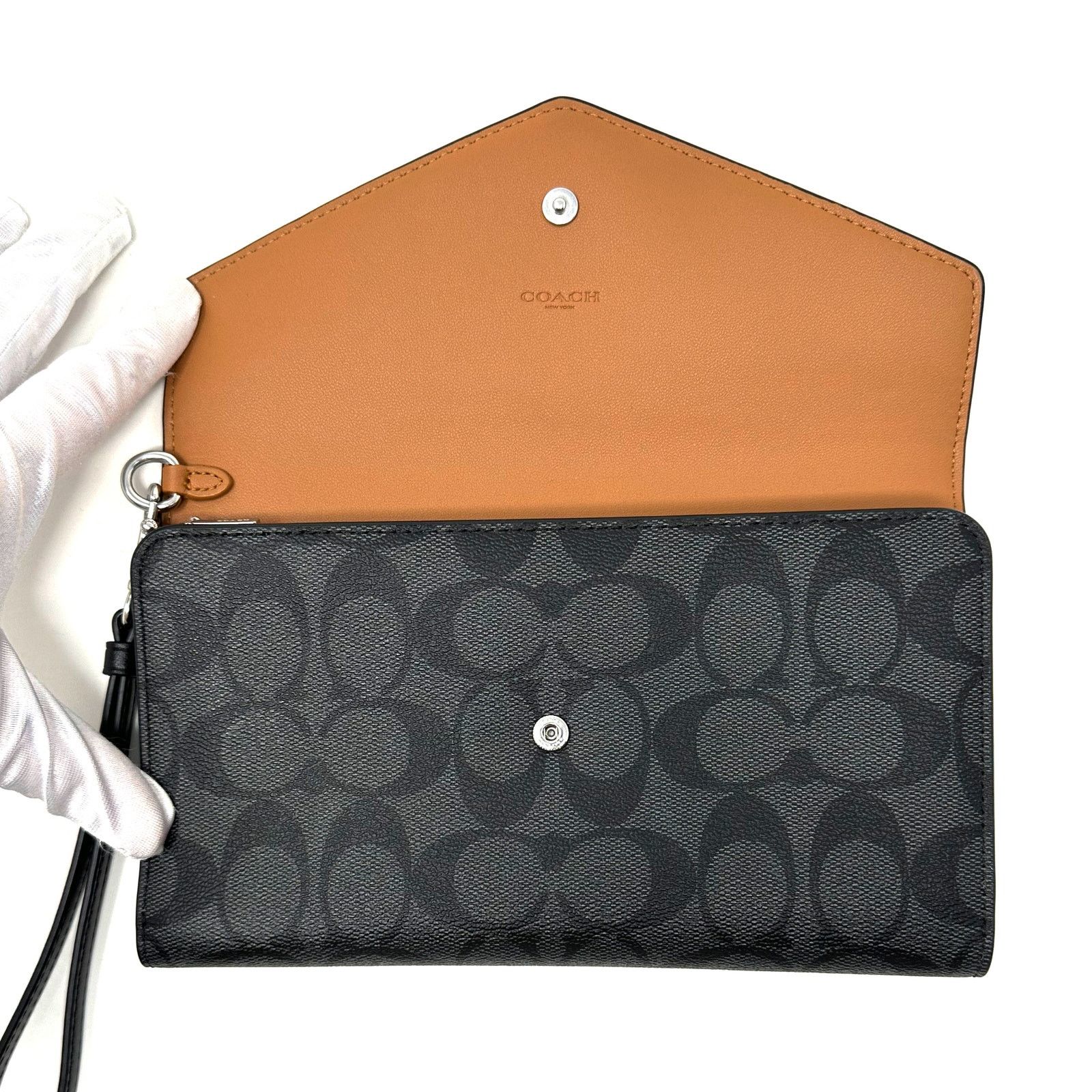 Coach Coach Travel Envelope Wallet In Signature Canvas Black C1962 Size ONE SIZE - 3 Thumbnail