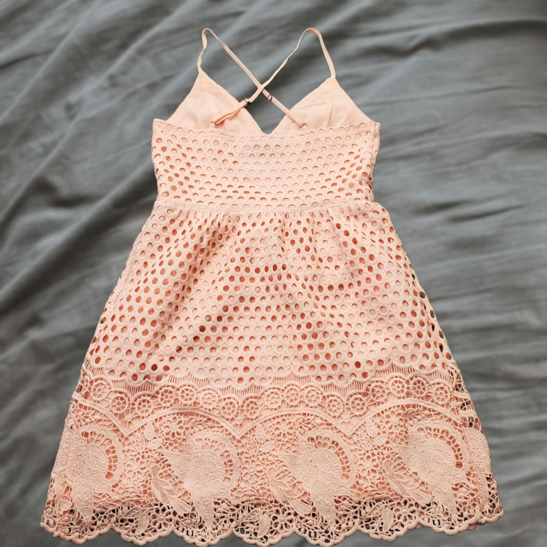Abercrombie & Fitch Abercrombie & Fitch Dress Womens S Pink Eyelet Lined Coquette Adjustable Strap - Size S - Sleeveless Midi A-Line Casual Party/Cocktail Women's Dress Size S / US 4 / IT 40 - 1 Thumbnail