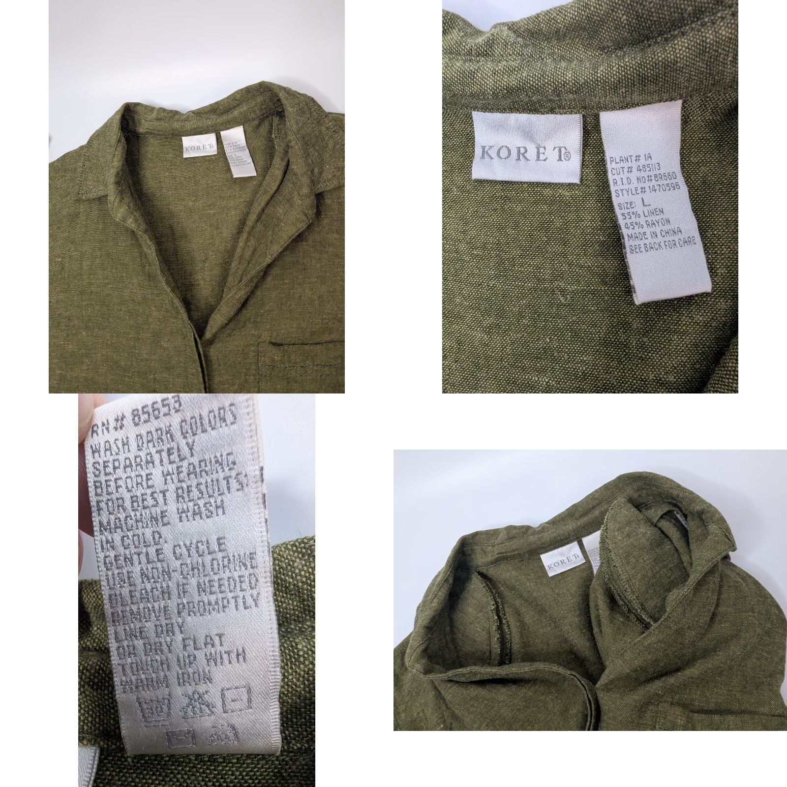 Vintage Koret Womens Blouse Linen Blend Floral Embroidered 3/4 Sleeve Size L Green Vintage Size L / US 10 / IT 46 - 8 Thumbnail