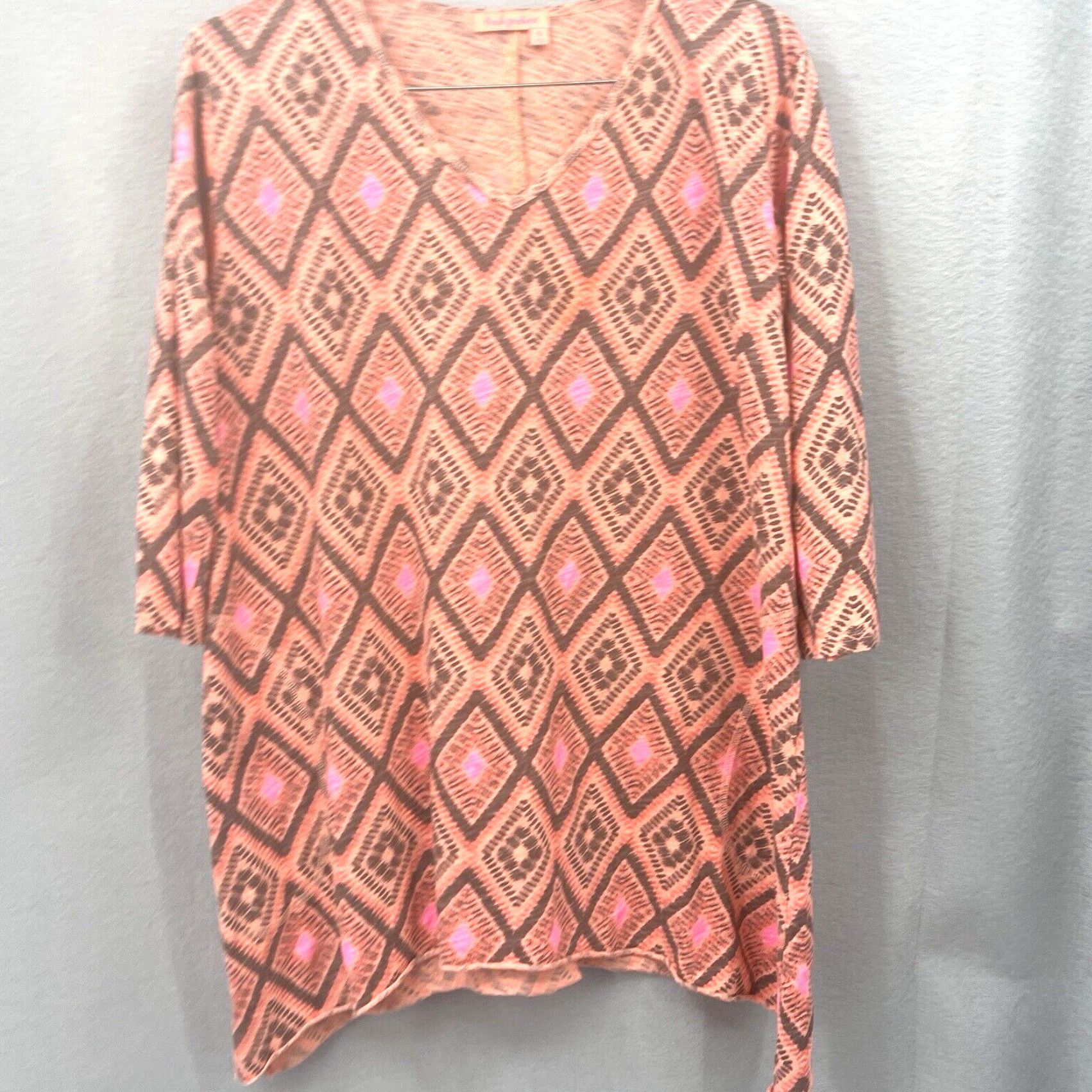 Vintage Fresh Produce Geometric Orange Tunic Womens XL Shirt Size XL / US 12-14 / IT 48-50 - 2 Thumbnail