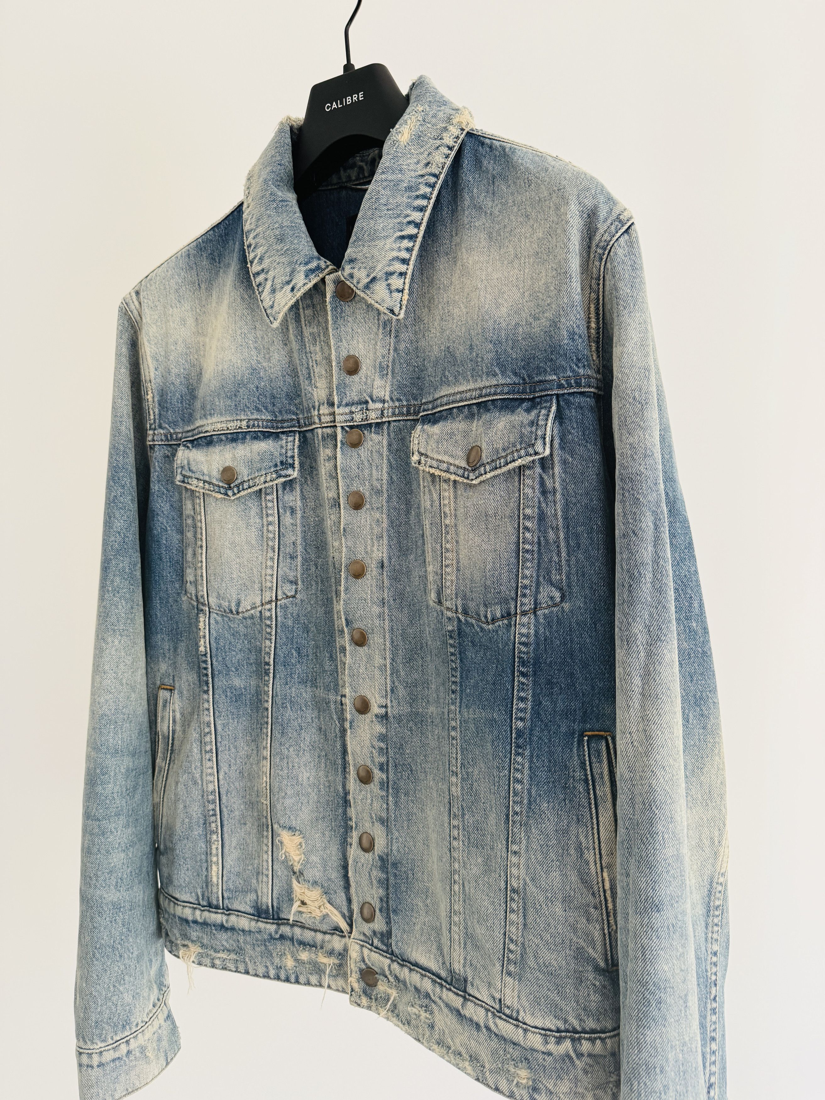 Saint Laurent Paris Rare Saint Laurent Paris Distressed Studded Denim Jacket Size US XL / EU 56 / 4 - 9 Thumbnail