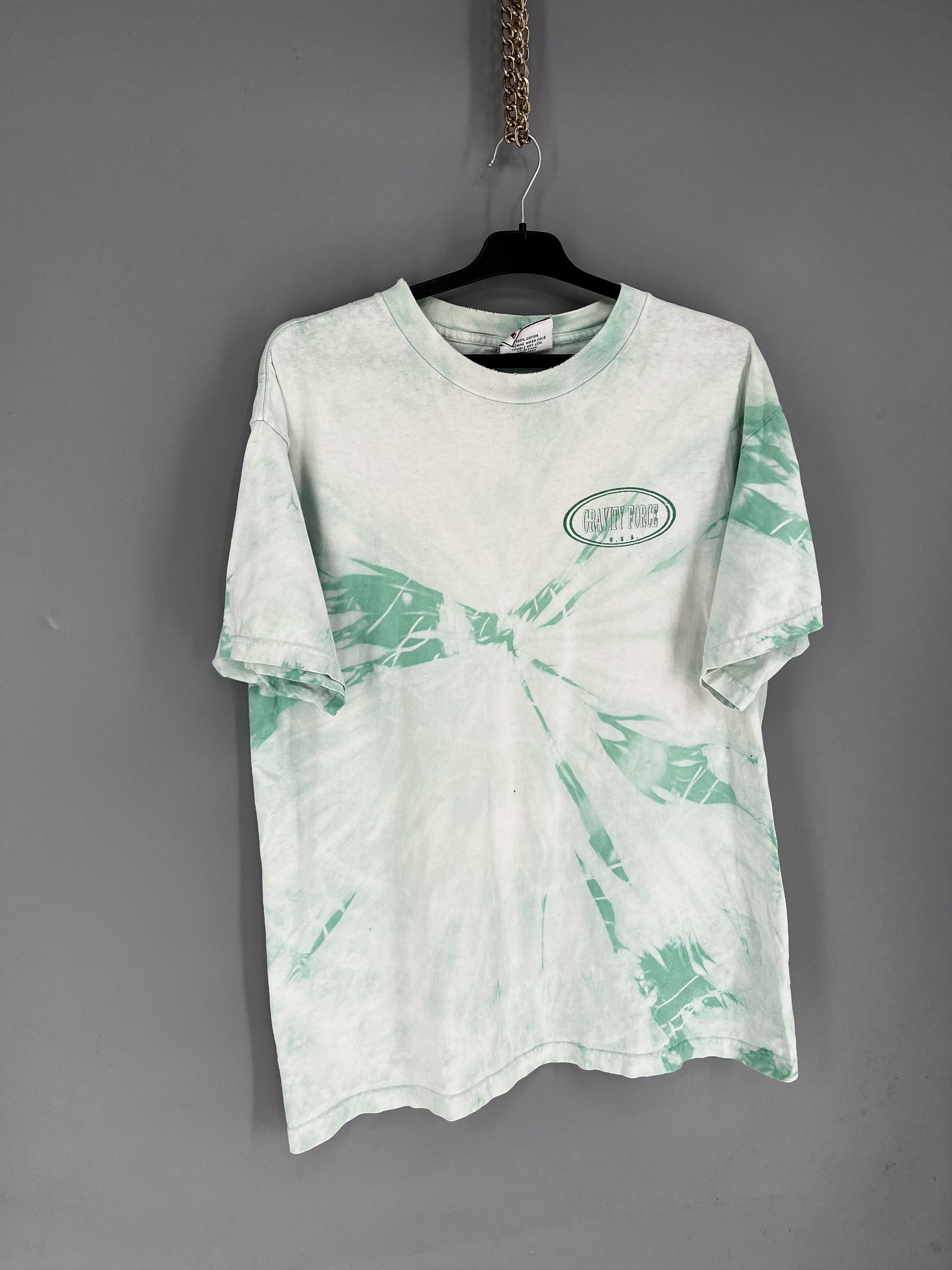 Vintage Vintage 90s Gravity Force Big Logo Full Print Tie-Dye Shirt Size US L / EU 52-54 / 3 - 2 Thumbnail