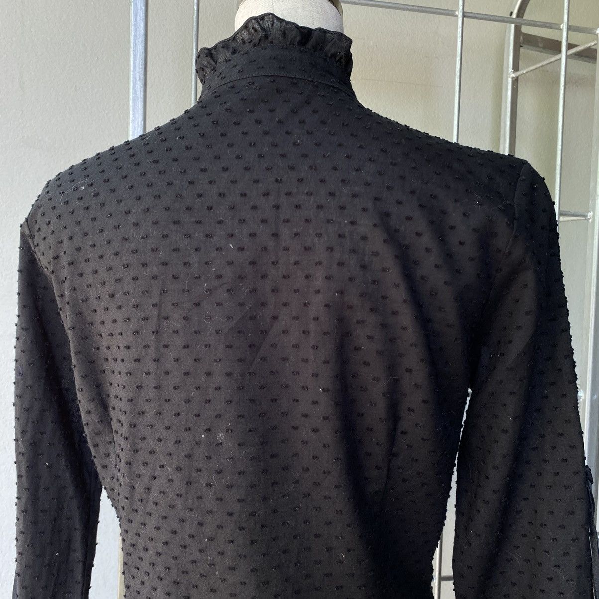 Tornado Mart TORNADO MART Y2K Black Mandarin Lace Blouse Size XS / US 0-2 / IT 36-38 - 4 Thumbnail