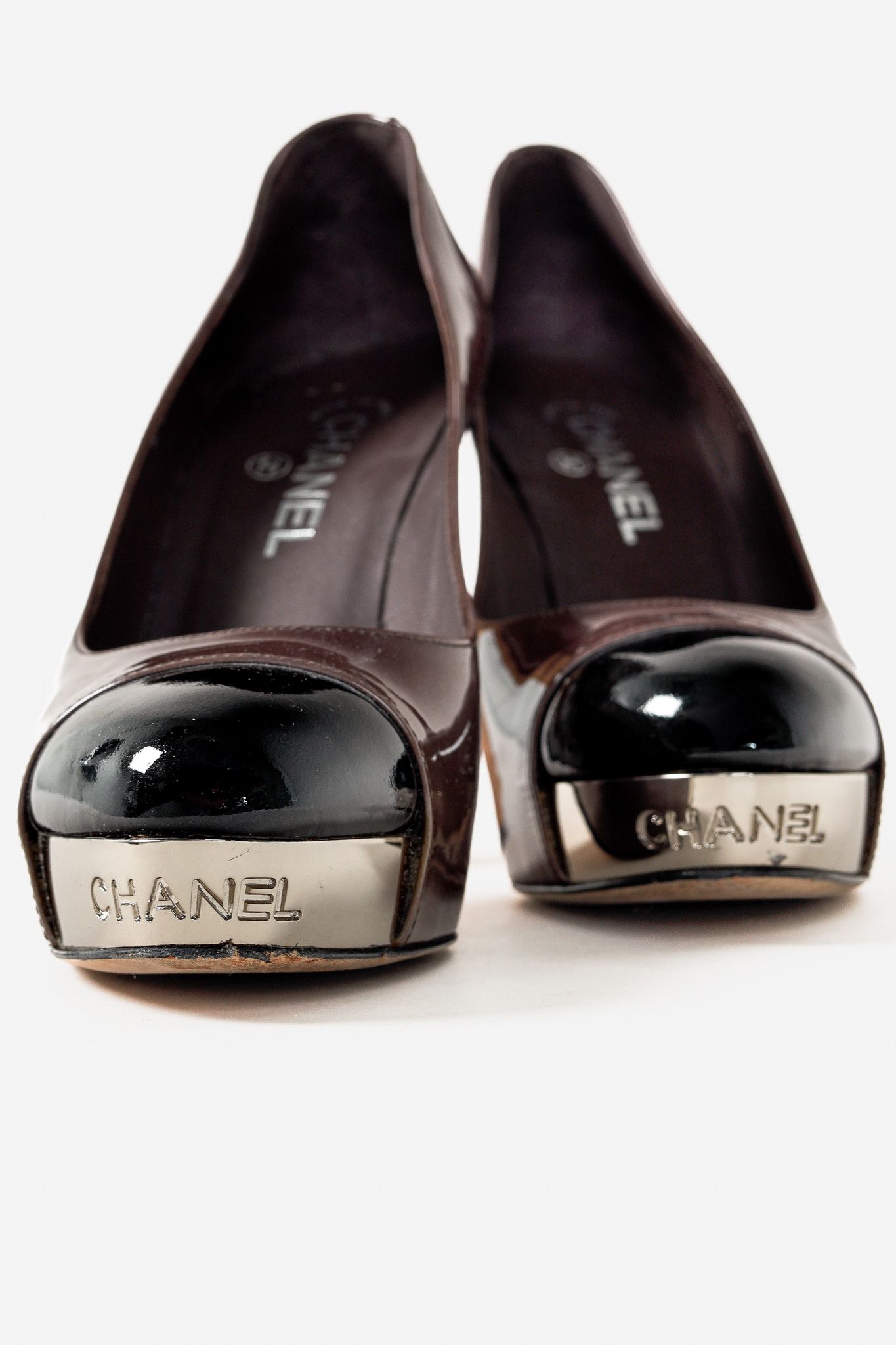 Chanel Chanel Brown Patent Leather Mirror Platform Pumps Size US 9 / IT 39 - 7 Thumbnail