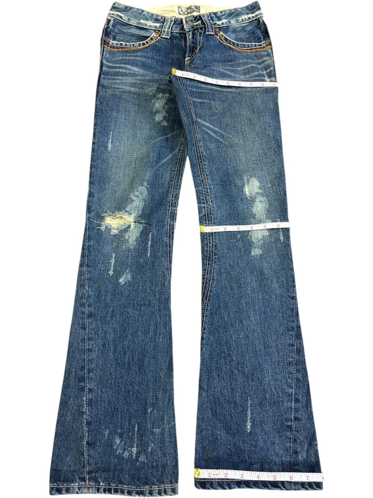 Diesel Vintage Japanese Brand Rusty Distress Low Rise Flare Jeans Size 27" / US 4 / IT 40 - 8 Thumbnail