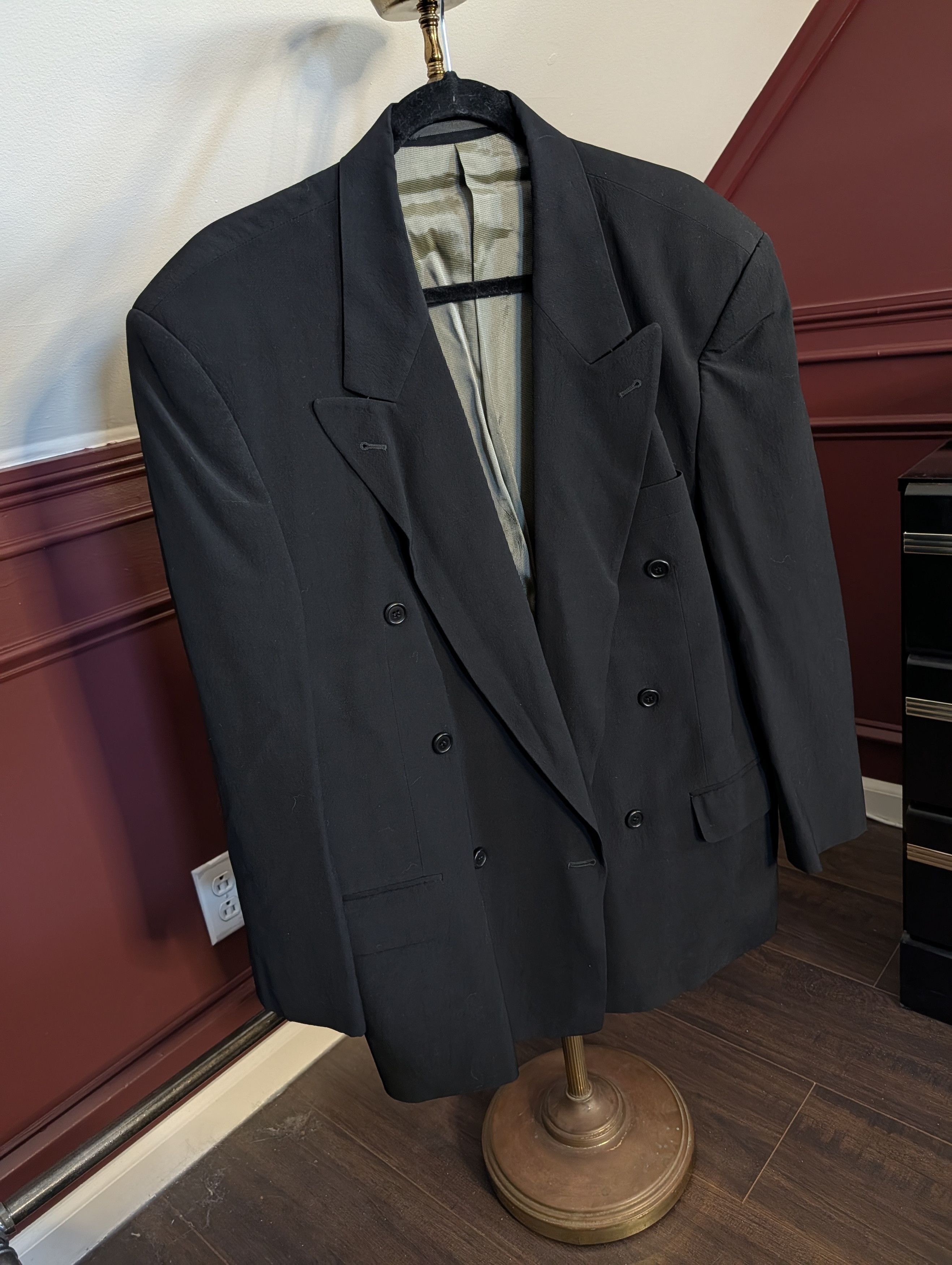 Other RENE LEZARD black double breasted blazer textured VTG Size 42S - 11 Thumbnail