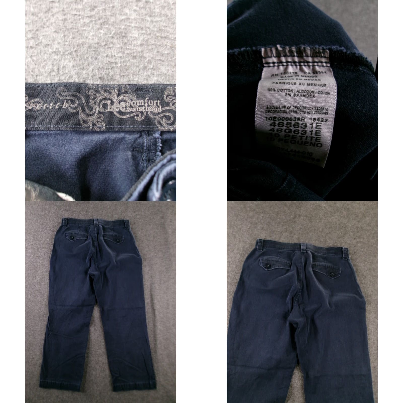 Lee Lee Pant Women 10P Petite Blue Chino Flat Front Mid Rise Casual Office Everyday Comfort Pockets Slim Straight Leg 28in Inseam Womens Size 32" / US 10 / IT 46 - 8 Thumbnail