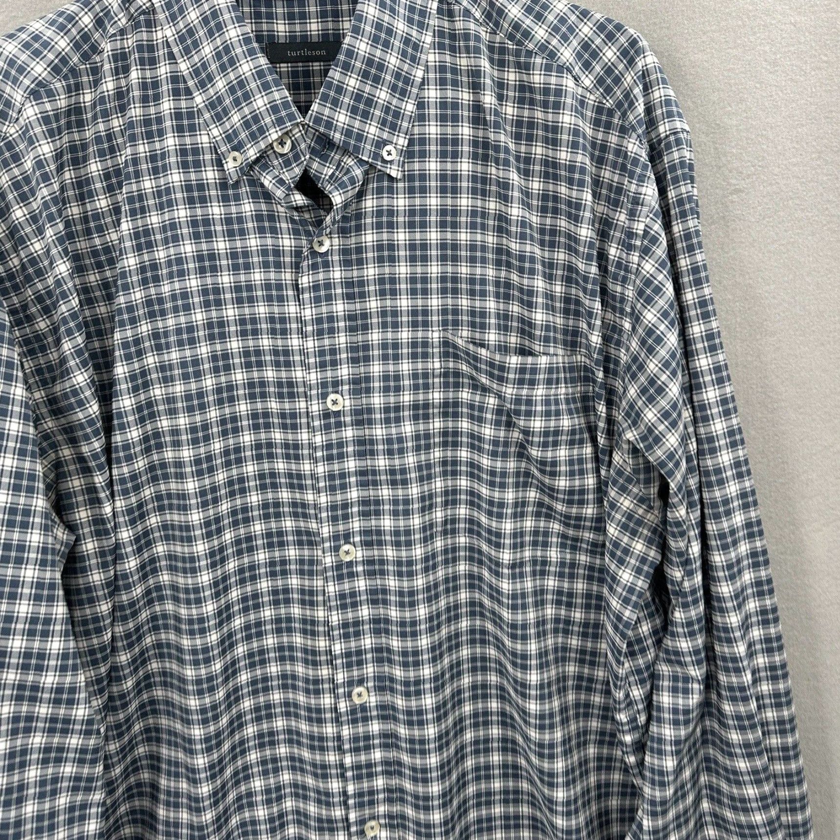 Vintage Turtleson Shirt Mens XL Button-Up Plaid Cotton Casual Collar-Front Blue Modern 90s? Size US XL / EU 56 / 4 - 4 Thumbnail