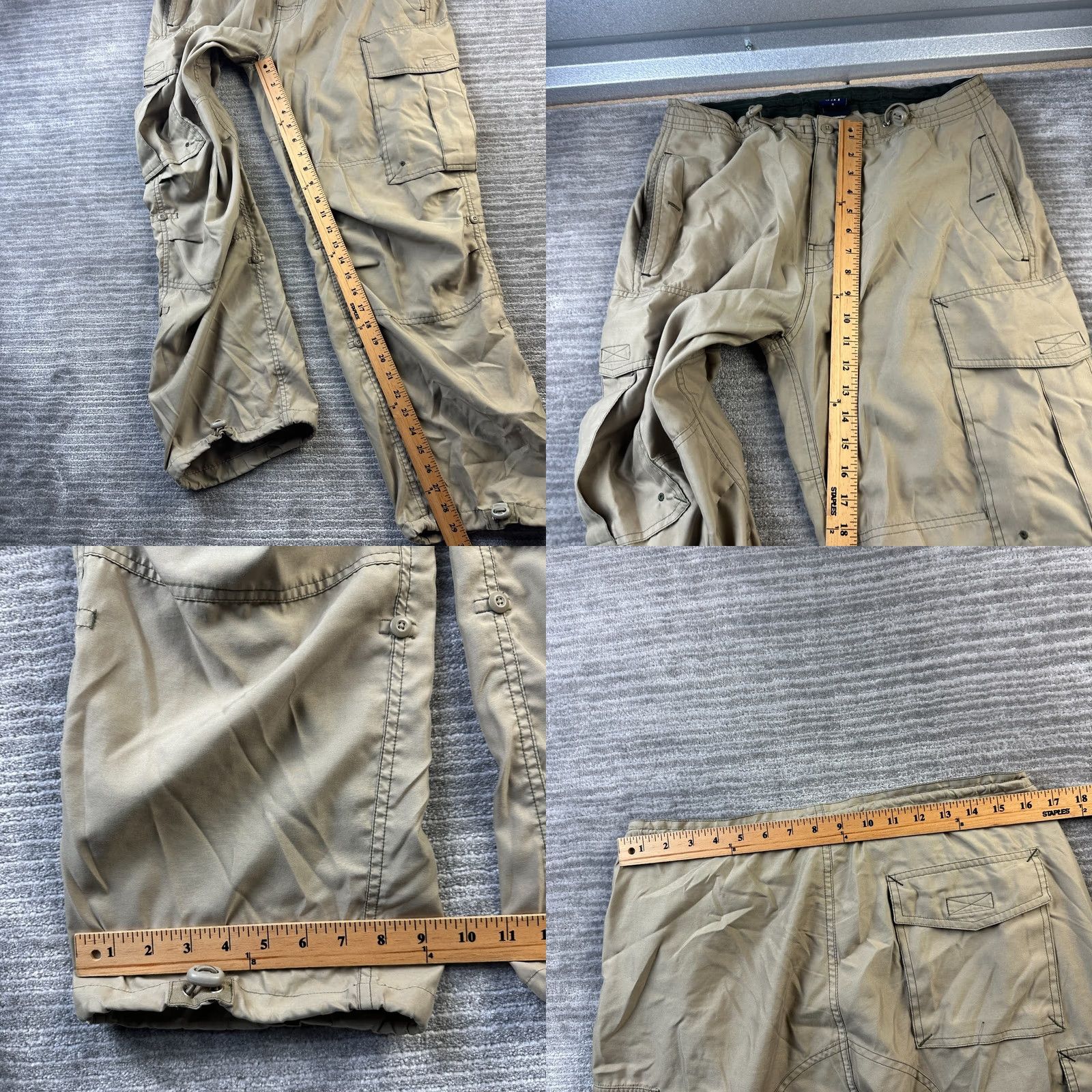 Gap VINTAGE Gap Pants Mens Small Beige Tan Paratrooper Cargo Pants Army Baggy Wide Leg Cargo Pocket 5-Pocket Design 29in Inseam Men Size US 29 - 8 Thumbnail