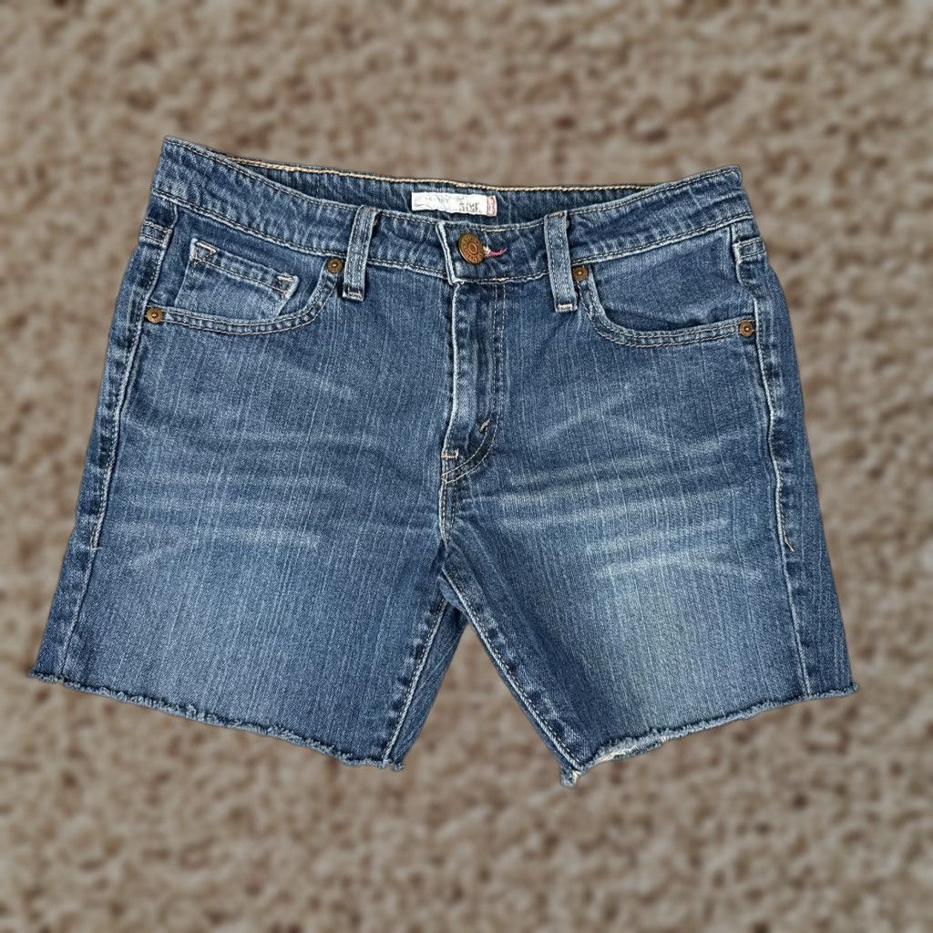 Levi's Levi's 508 Shorts Womens 9 Blue Denim Cut-Off Frayed Raw Hem 5-Pocket Spring Summer 29 Inseam Juniors Girls Size 30" / US 8 / IT 44 - 1 Thumbnail