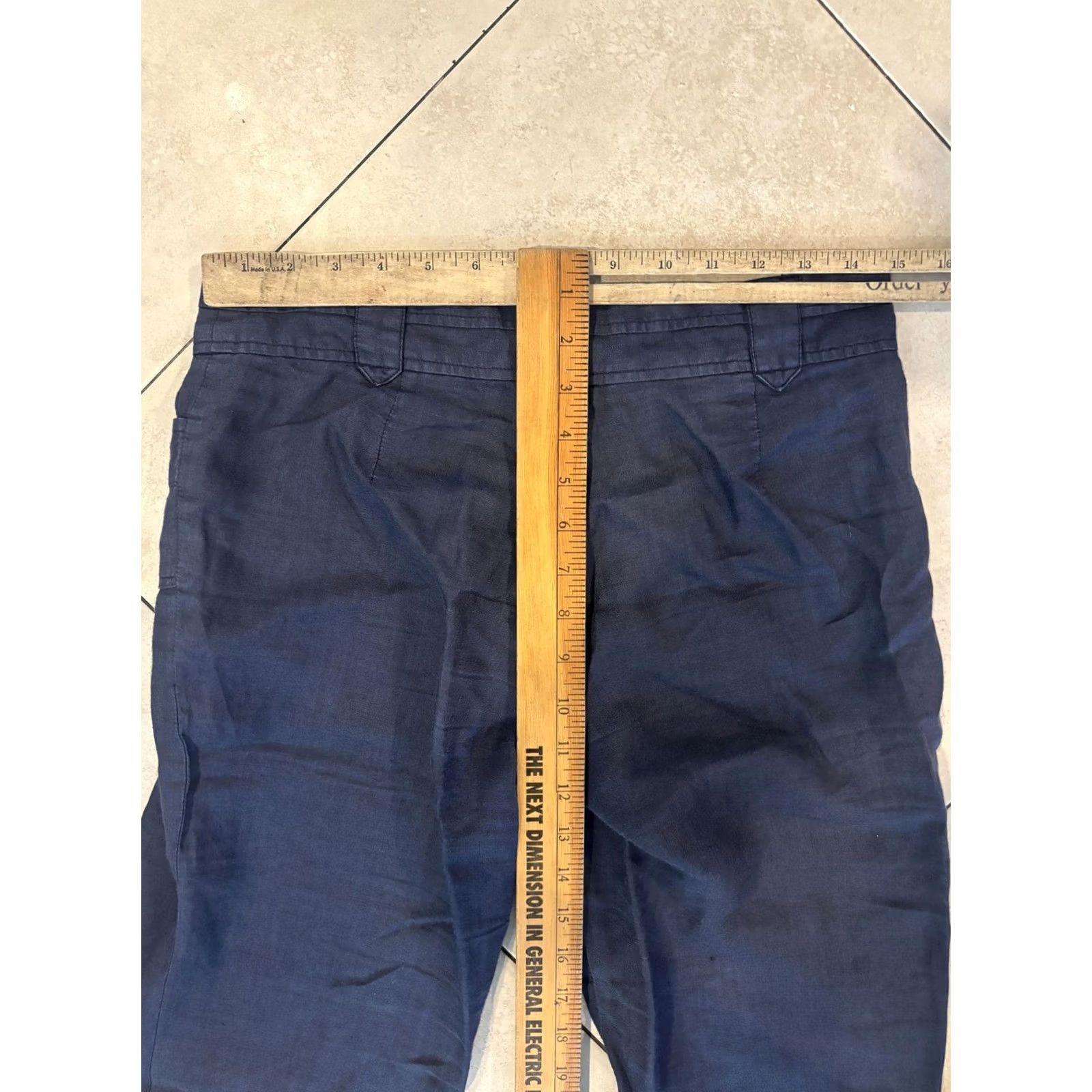 Vintage Puro Lino Pants Womens Small Blue Linen Casual Wide Leg Lightweight Summer Size 28" / US 6 / IT 42 - 6 Thumbnail