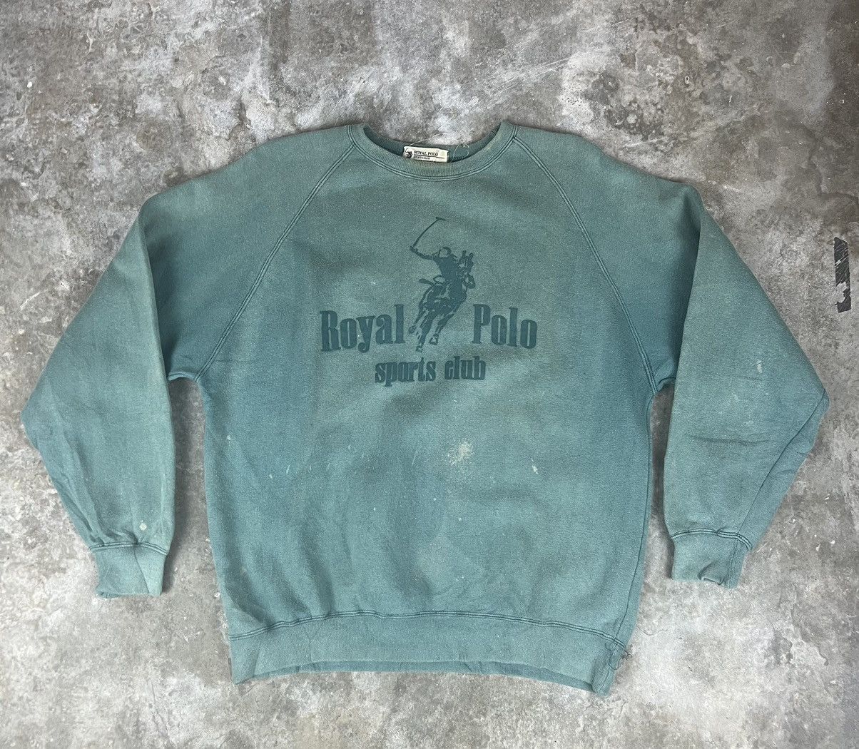 Polo Ralph Lauren × Vintage Vintage Sunfaded Royal Polo Sport Club Spellout Big Logo Size US L / EU 52-54 / 3 - 1 Thumbnail