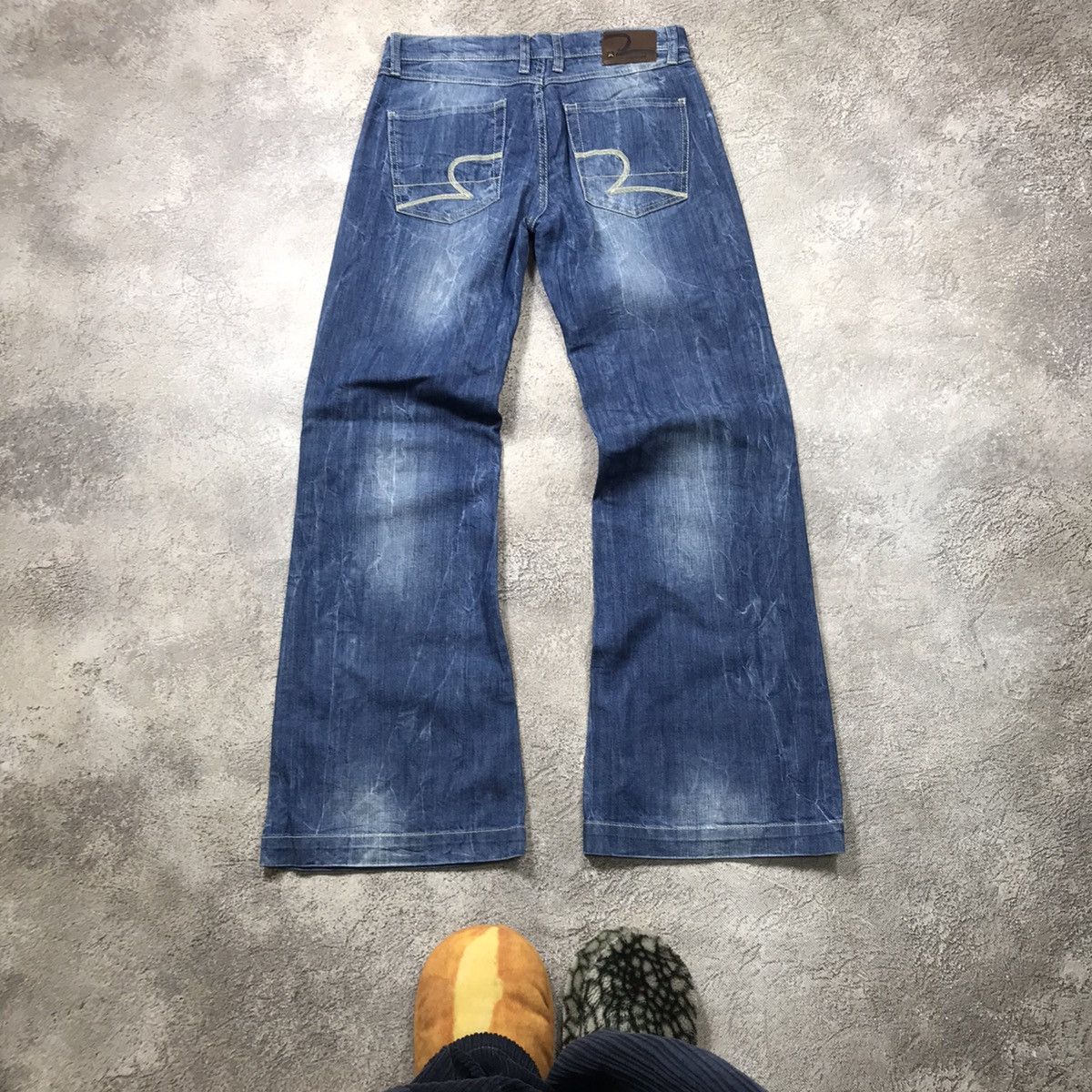 Vintage Vintage Y2K Distressed Baggy Flared Jeans Grunge Skate 29 Size 29" - 3 Thumbnail