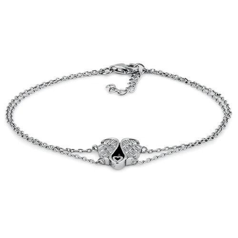 Other Angel Wings with Heart Sterling Silver Bracelet Size ONE SIZE - 2 Thumbnail