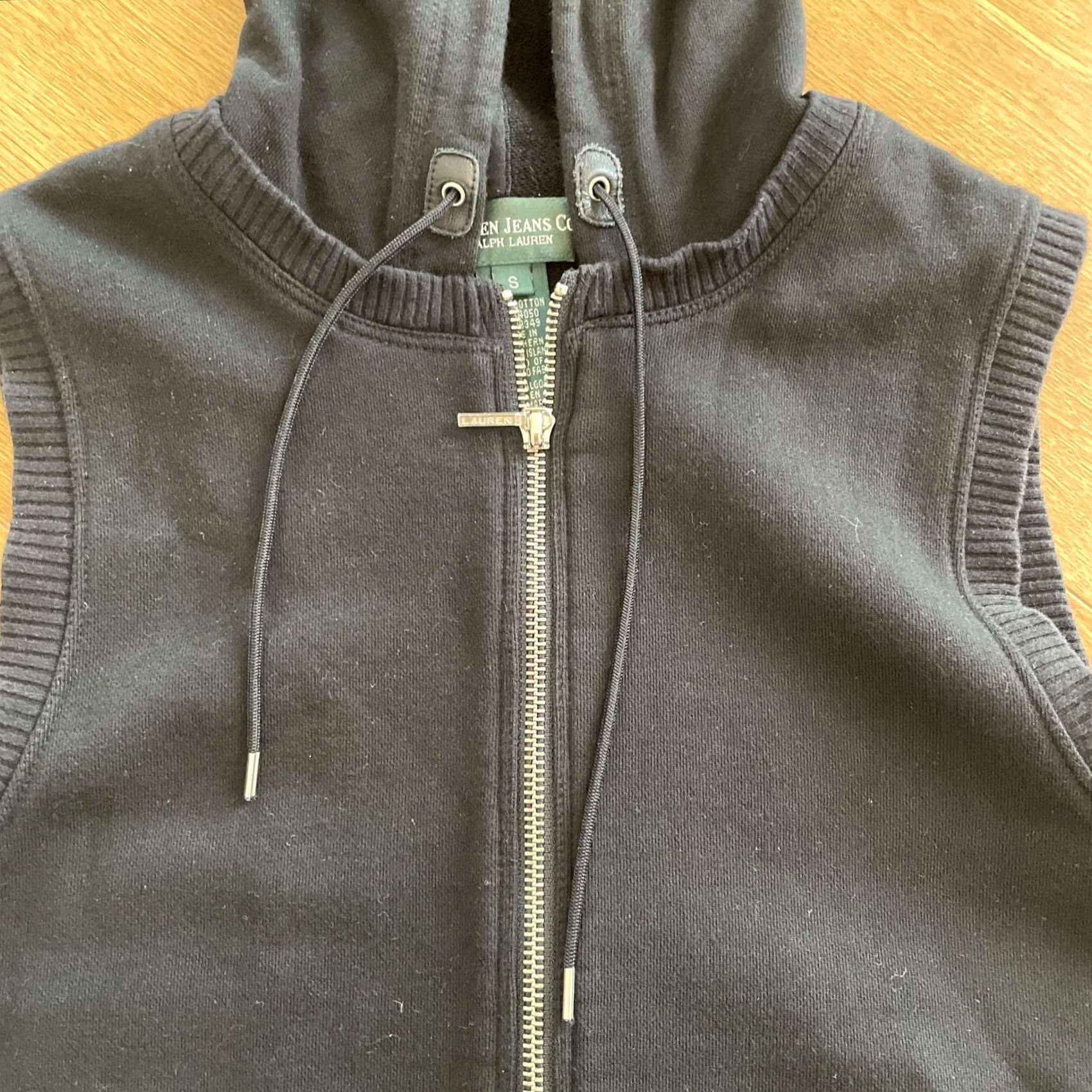 CO VINTAGE RALPH LAUREN Hooded Vest Black Cotton Zip LAUREN JEANS Co Y2K Grunge | Vest | Womens | S | Blue Size 28" / US 6 / IT 42 - 5 Thumbnail