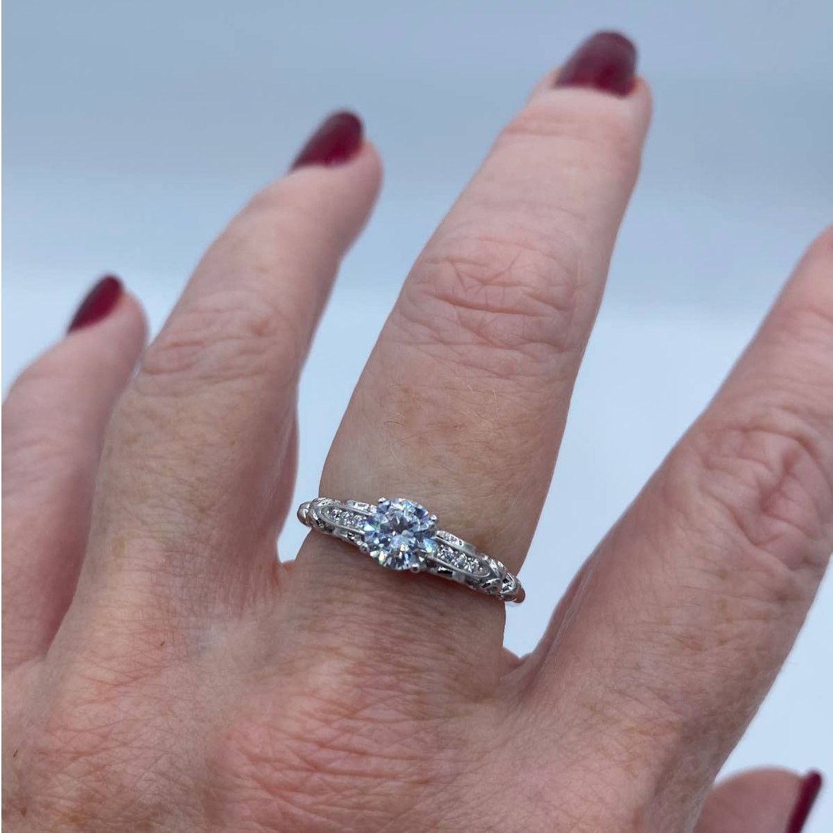 The Unbranded Brand Sterling Silver Timeless Round Cut Clear CZ Engagement Ring Size ONE SIZE - 3 Thumbnail