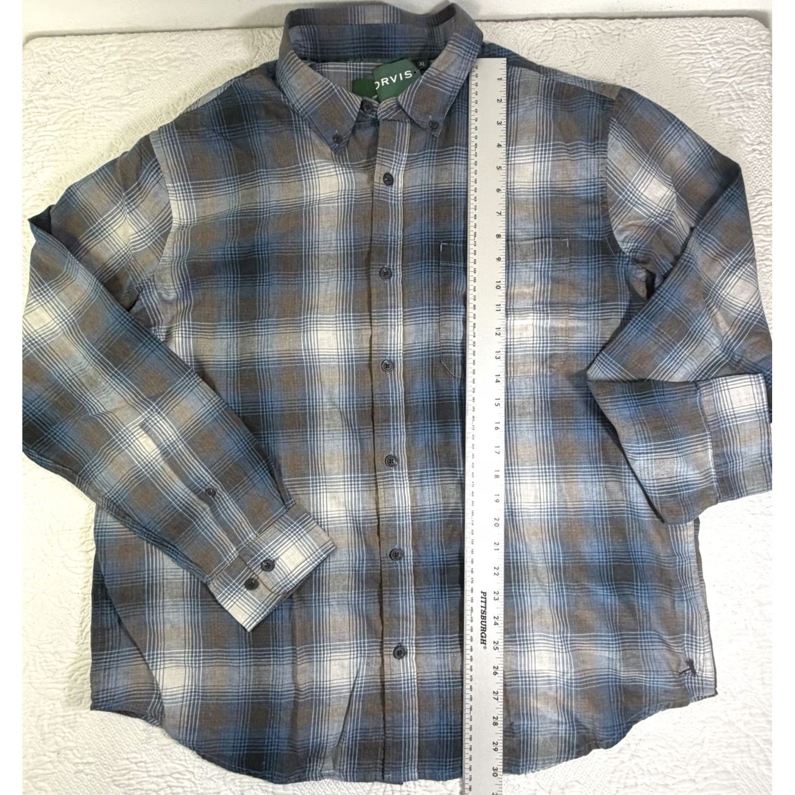 Orvis Orvis Sunderland Brushed Twill Plaid Shirt Men's Button-Up Long Sleeve Size XL Blue Size US XL / EU 56 / 4 - 3 Thumbnail