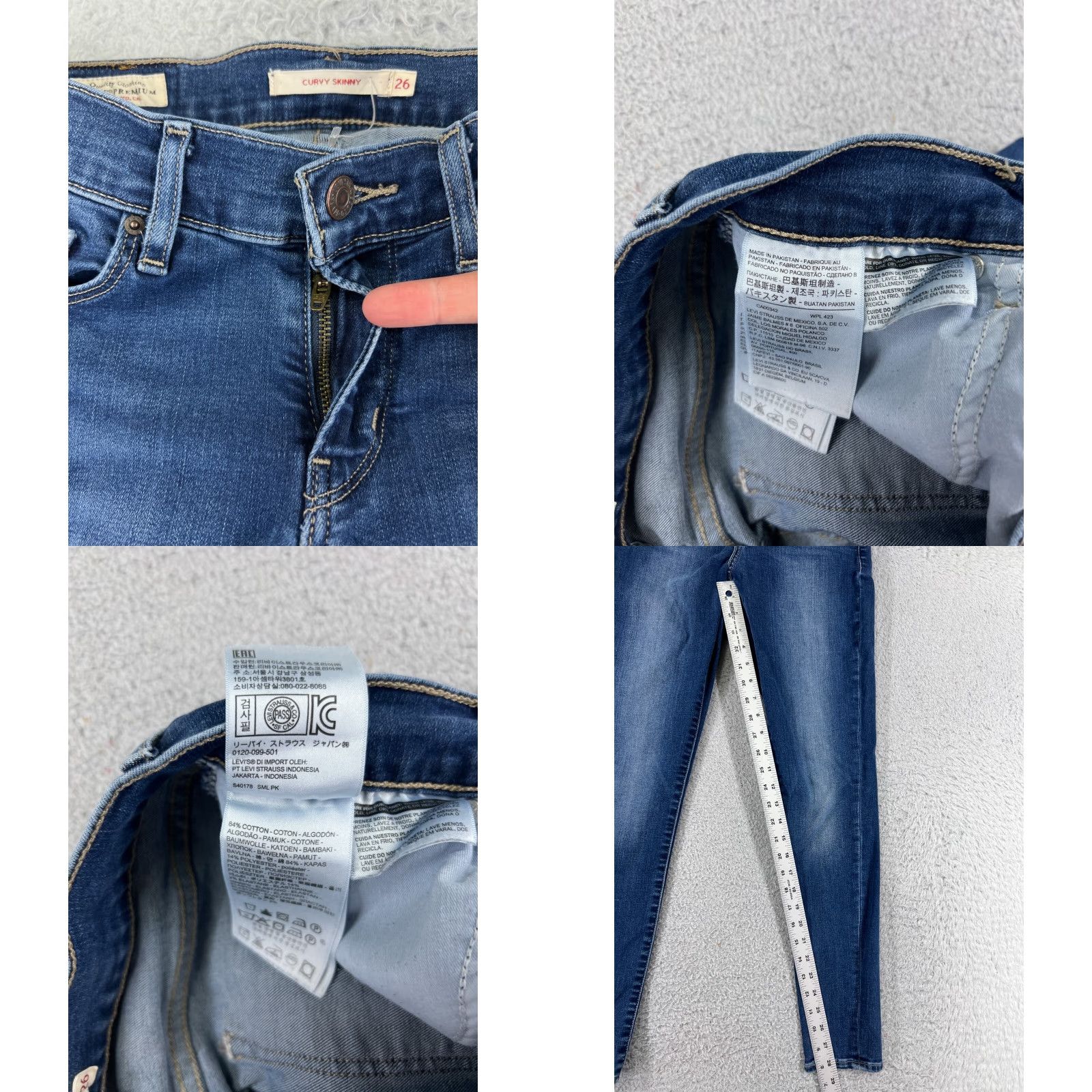 Levi's Levi's Jeans Womens 26 Blue Denim Skinny Stretch 26x30 Regular 5-Pocket Design Light Blue Vintage No N/A Size 26" / US 2 / IT 38 - 8 Thumbnail