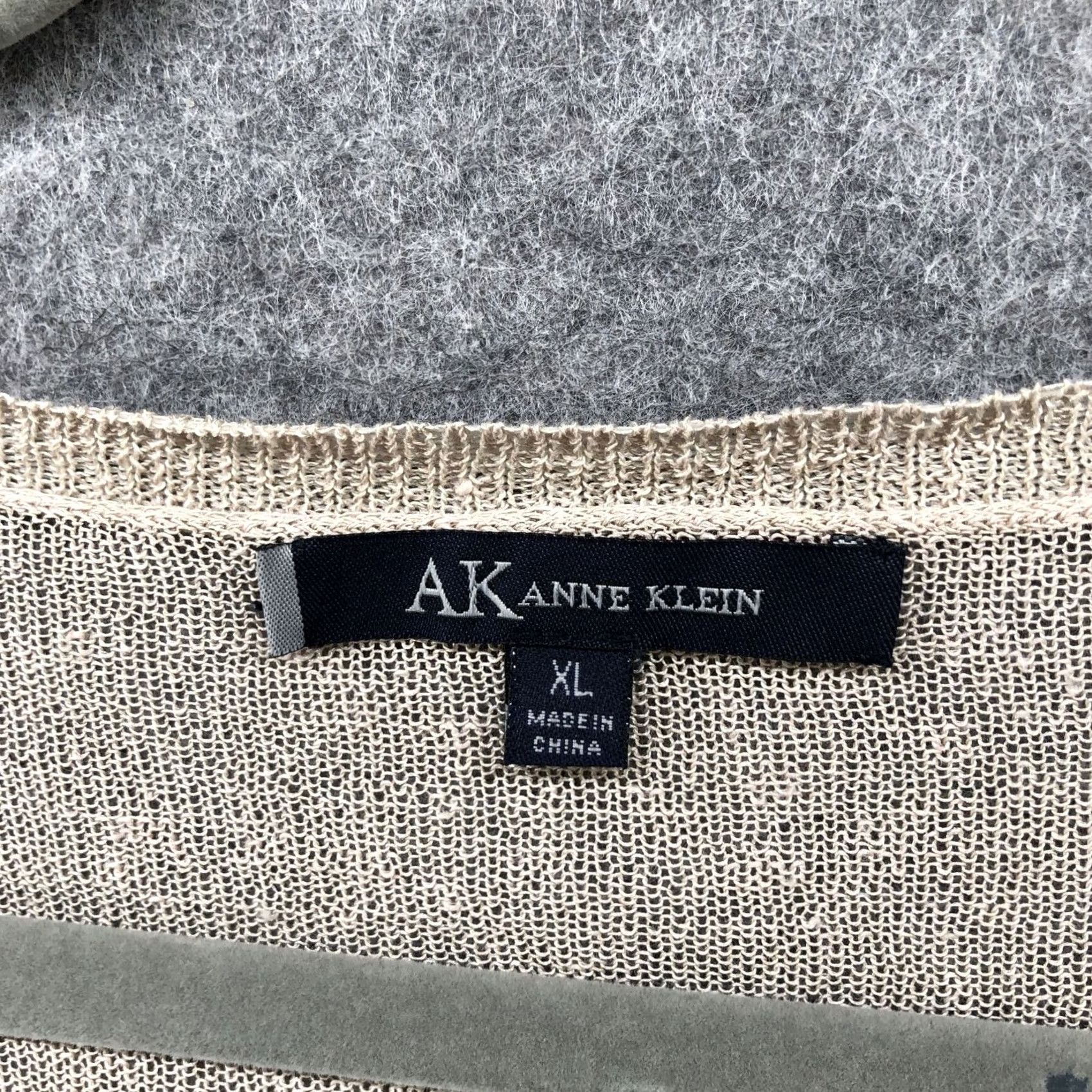 Ann Taylor Anne Klein Linen Blend Cardigan Womens XL Beige Open Knit Ruffle Front Hook Size XL / US 12-14 / IT 48-50 - 7 Thumbnail