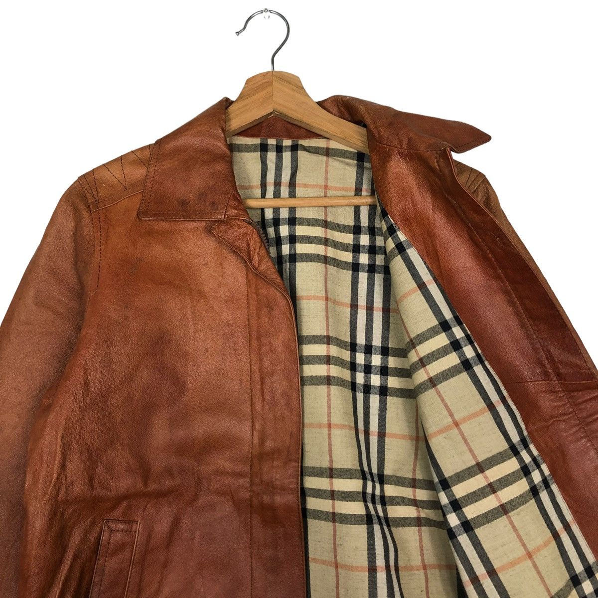 Japanese Brand 🔥Vtg Japanese Brand Genuine Leather Jacket Nova Check Size US M / EU 48-50 / 2 - 10 Thumbnail