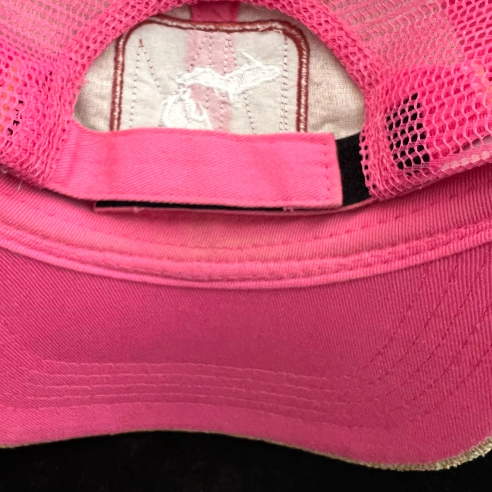 Vintage Home Free Womens Cap Adjustable Pink Tan Burlap Embroidered Michigan Size ONE SIZE - 5 Thumbnail