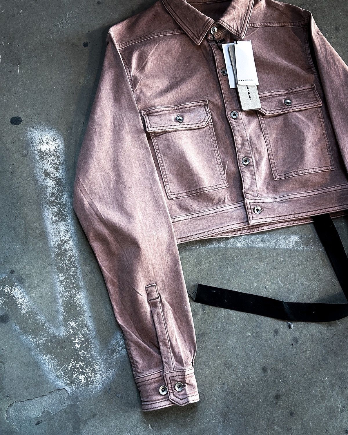 Rick Owens DARK PINK CROPPED DENIM CAPE OVERSHIRT Size S / US 4 / IT 40 - 4 Thumbnail