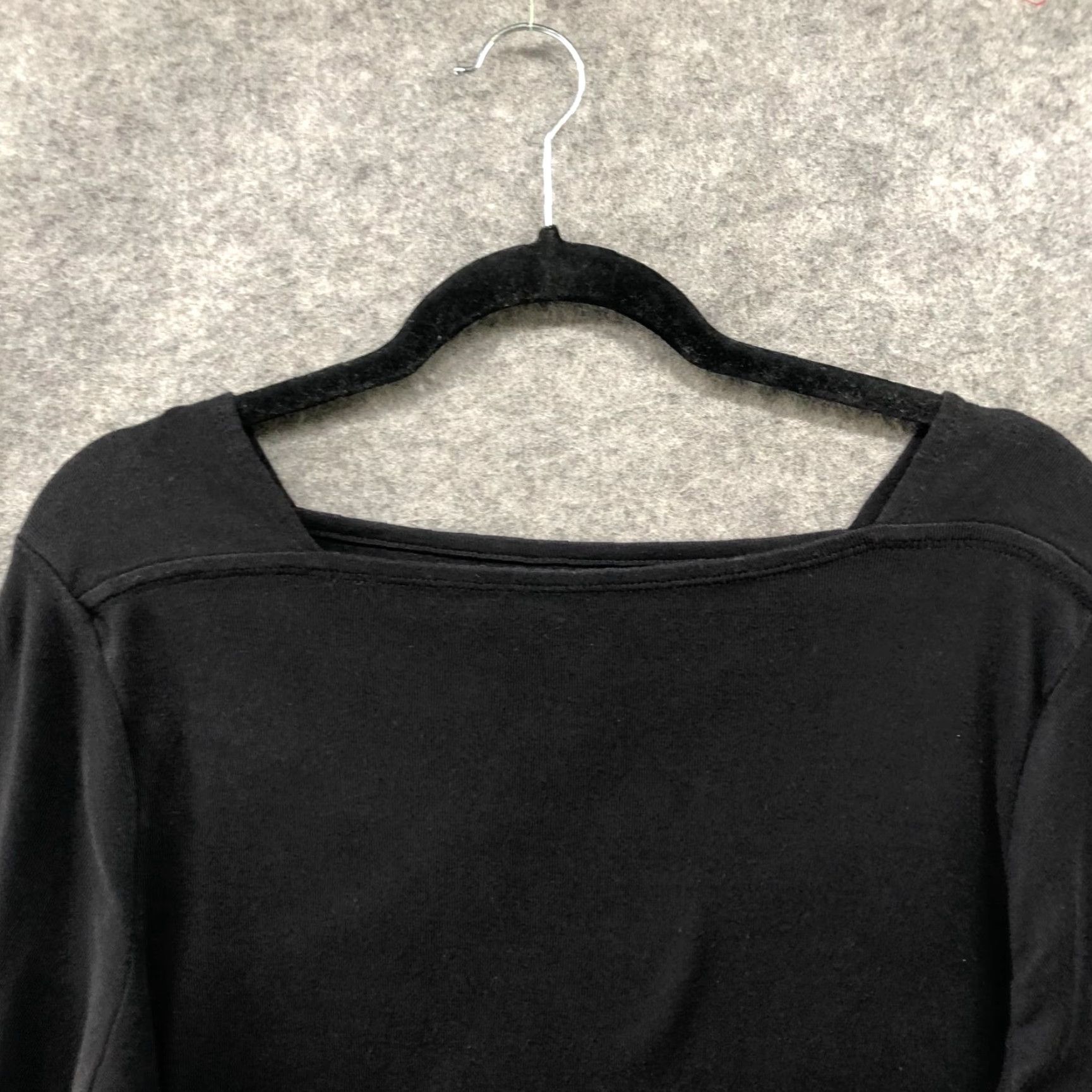 Vintage Chico's The Ultimate Tee Womens XL Supima Cotton Square Neck 3/4 Sleeve Shirt Black Easy Care Casual Knit Cotton Vintage: No Size XL / US 12-14 / IT 48-50 - 3 Thumbnail