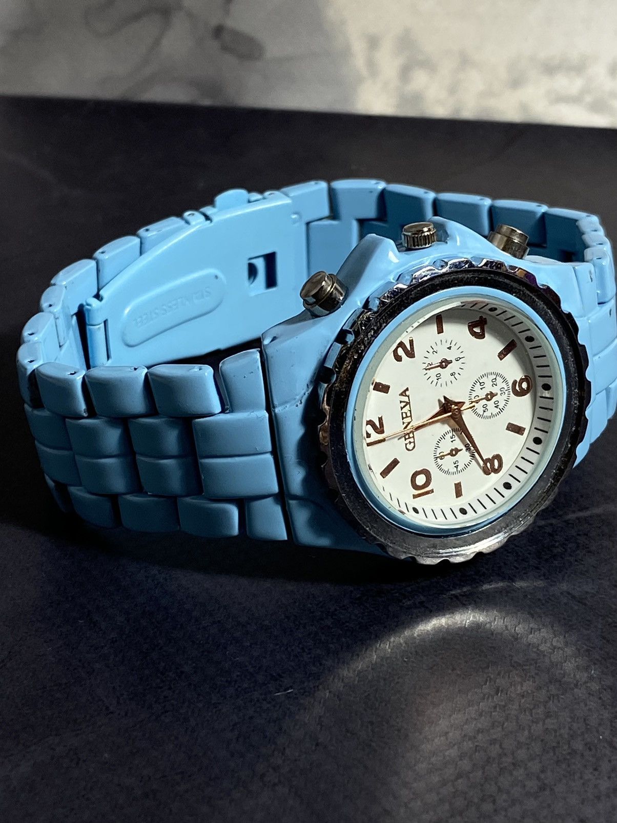 Vintage Sky Blue Chronograph-Style Watch – Bold & Sporty✨ Size ONE SIZE - 3 Thumbnail