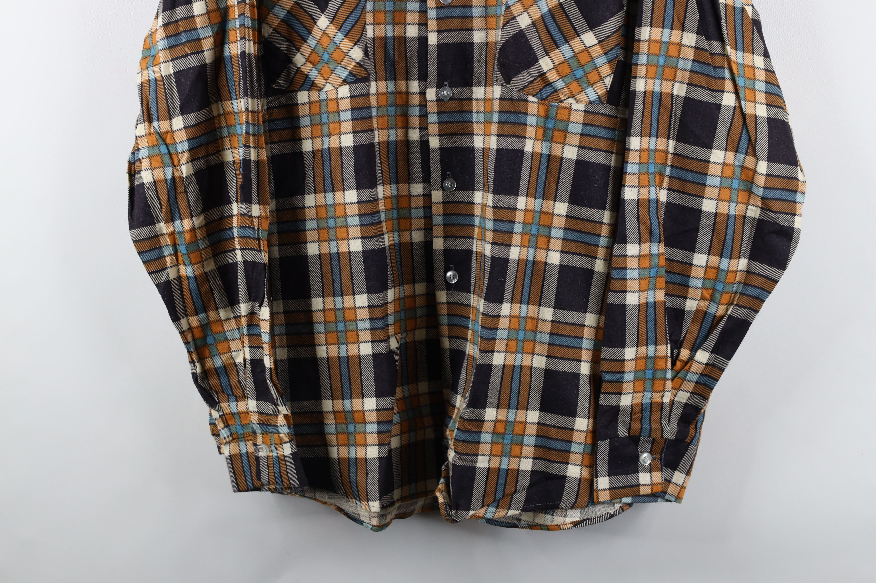 Vintage Deadstock Vintage 70s Streetwear Flannel Button Shirt Plaid Size US XL / EU 56 / 4 - 3 Thumbnail