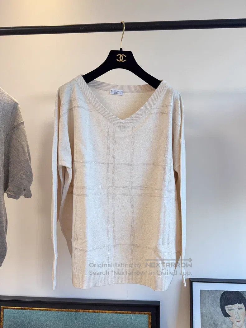Brunello Cucinelli Brunello Cucinelli Sequined Knit Top Size L / US 10 / IT 46 - 1 Thumbnail